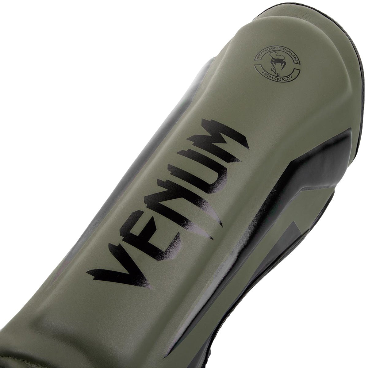 Venum Elite Lightweight Hook and Loop Shin Guards - Khaki/Black - Forza Sports