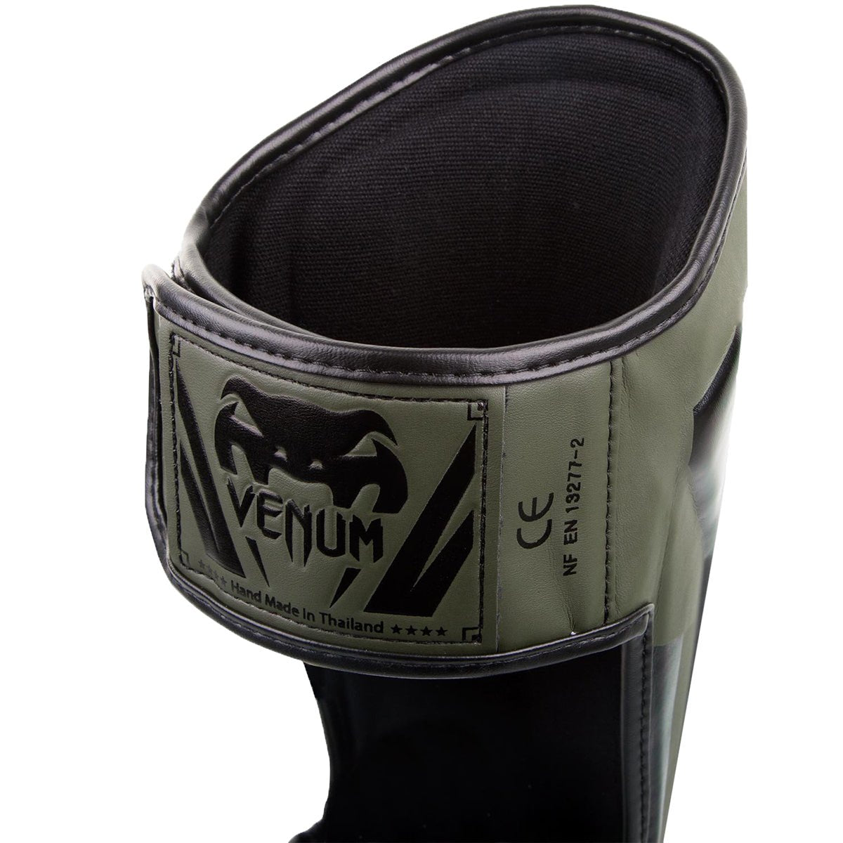 Venum Elite Lightweight Hook and Loop Shin Guards - Khaki/Black - Forza Sports
