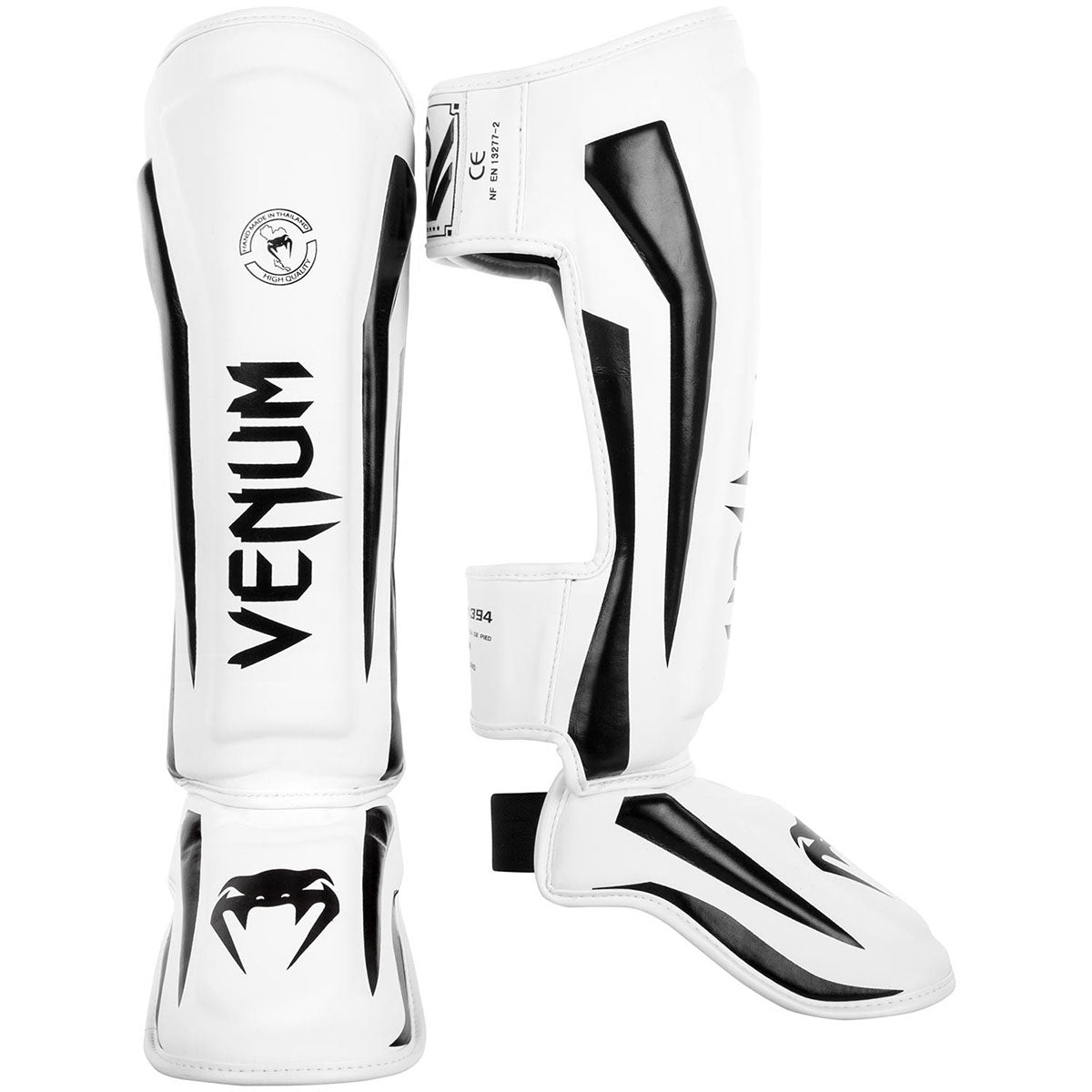 Venum Elite Lightweight Standup Protective MMA Shin Guards - White/Black - Forza Sports