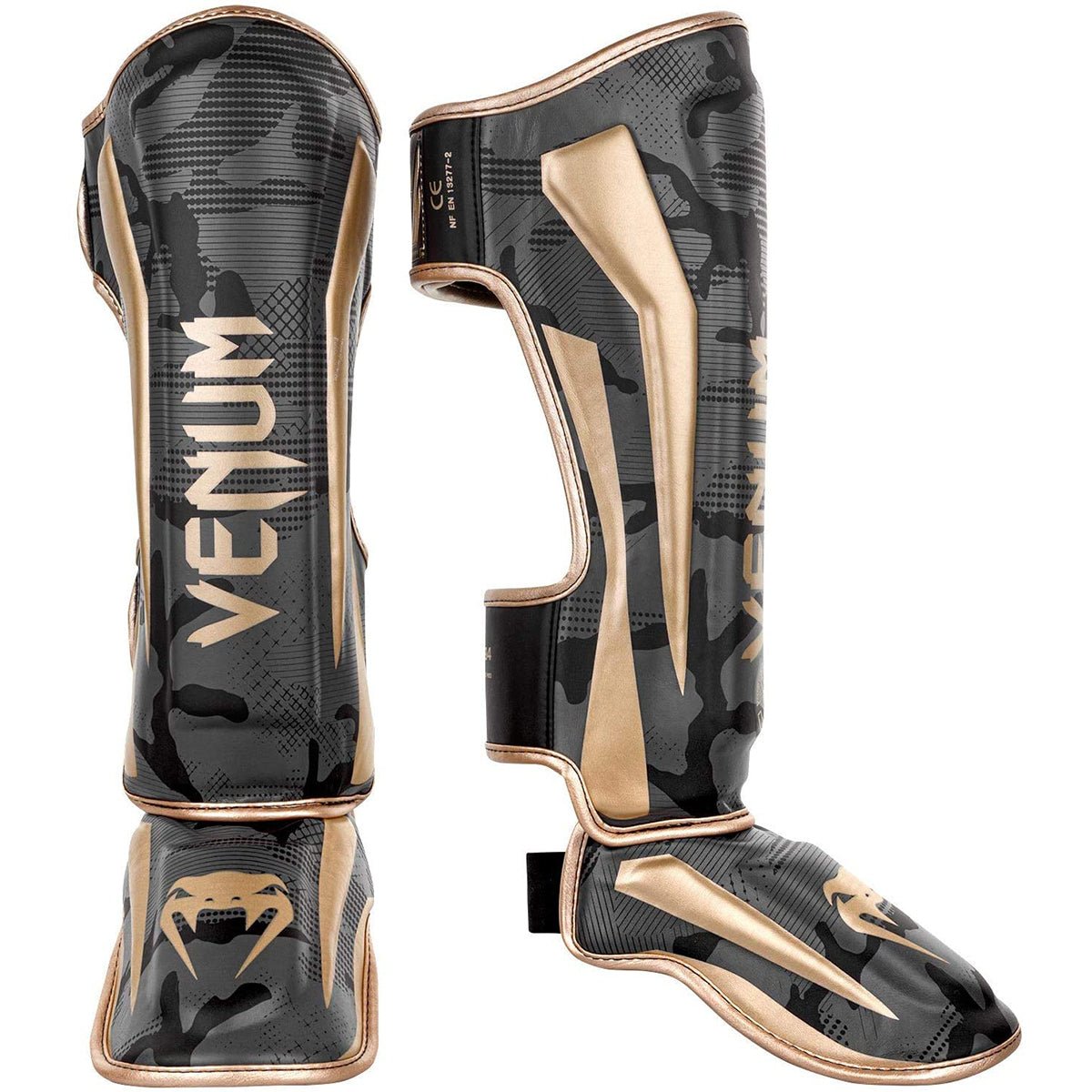 Venum Elite Protective MMA Shin Instep Guards - Dark Camo/Gold - Forza Sports