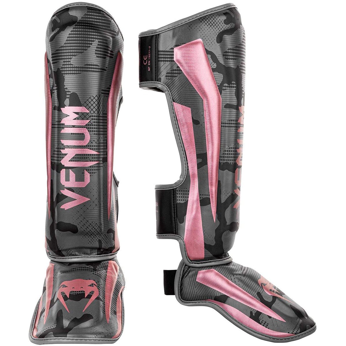 Venum Elite Protective MMA Shin Instep Guards - Black/Pink/Gold - Forza Sports