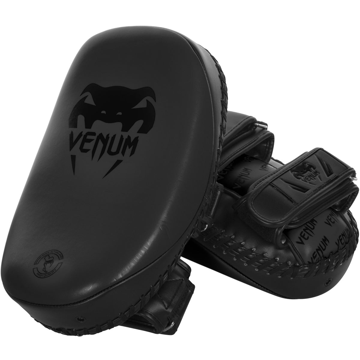 Venum Skintex Leather Curved Light Kick Pads - Matte/Black - Forza Sports