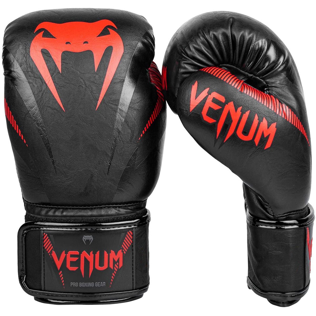 Venum Impact Hook and Loop Boxing Gloves - Black/Red - Forza Sports