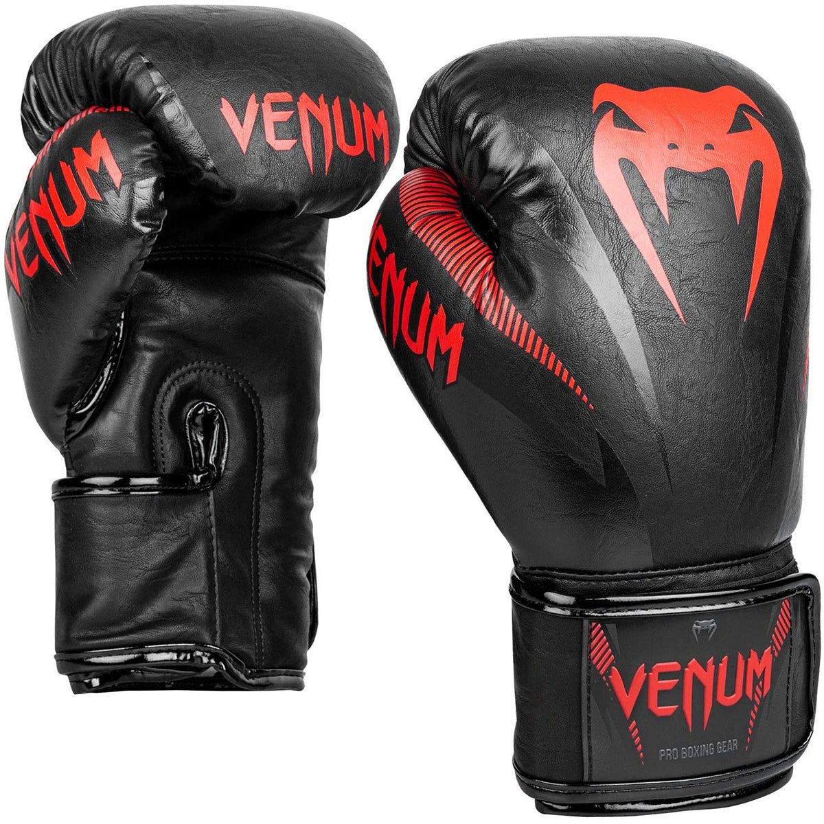 Venum Impact Hook and Loop Boxing Gloves - Black/Red - Forza Sports