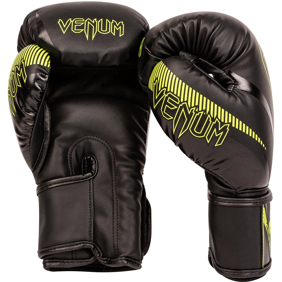 Venum Impact Hook and Loop Boxing Gloves - Black/Neo Yellow - Forza Sports