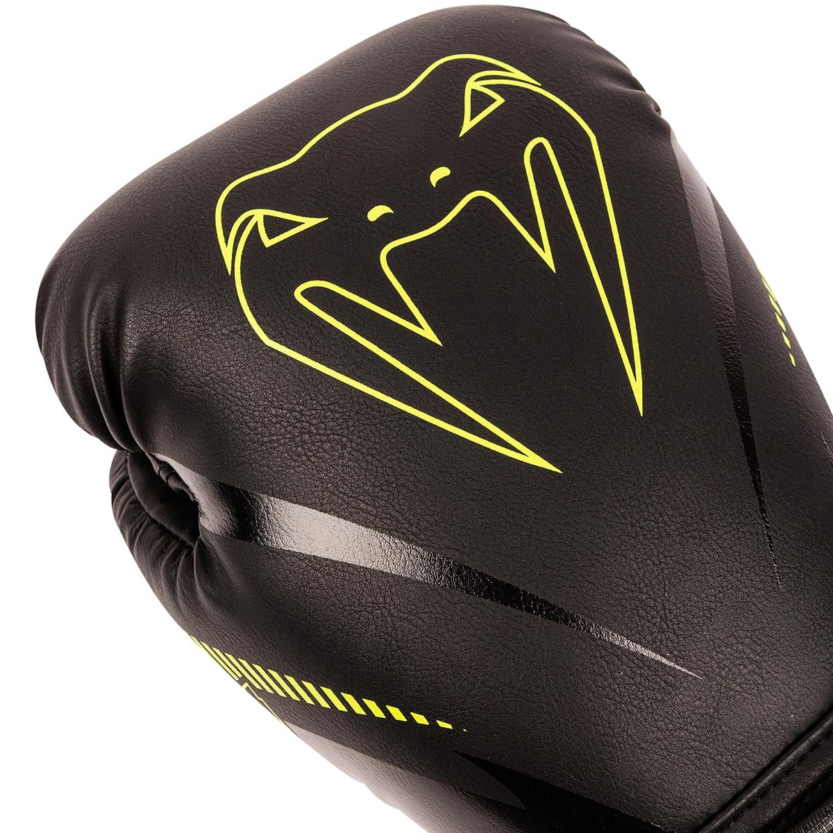 Venum Impact Hook and Loop Boxing Gloves - Black/Neo Yellow - Forza Sports