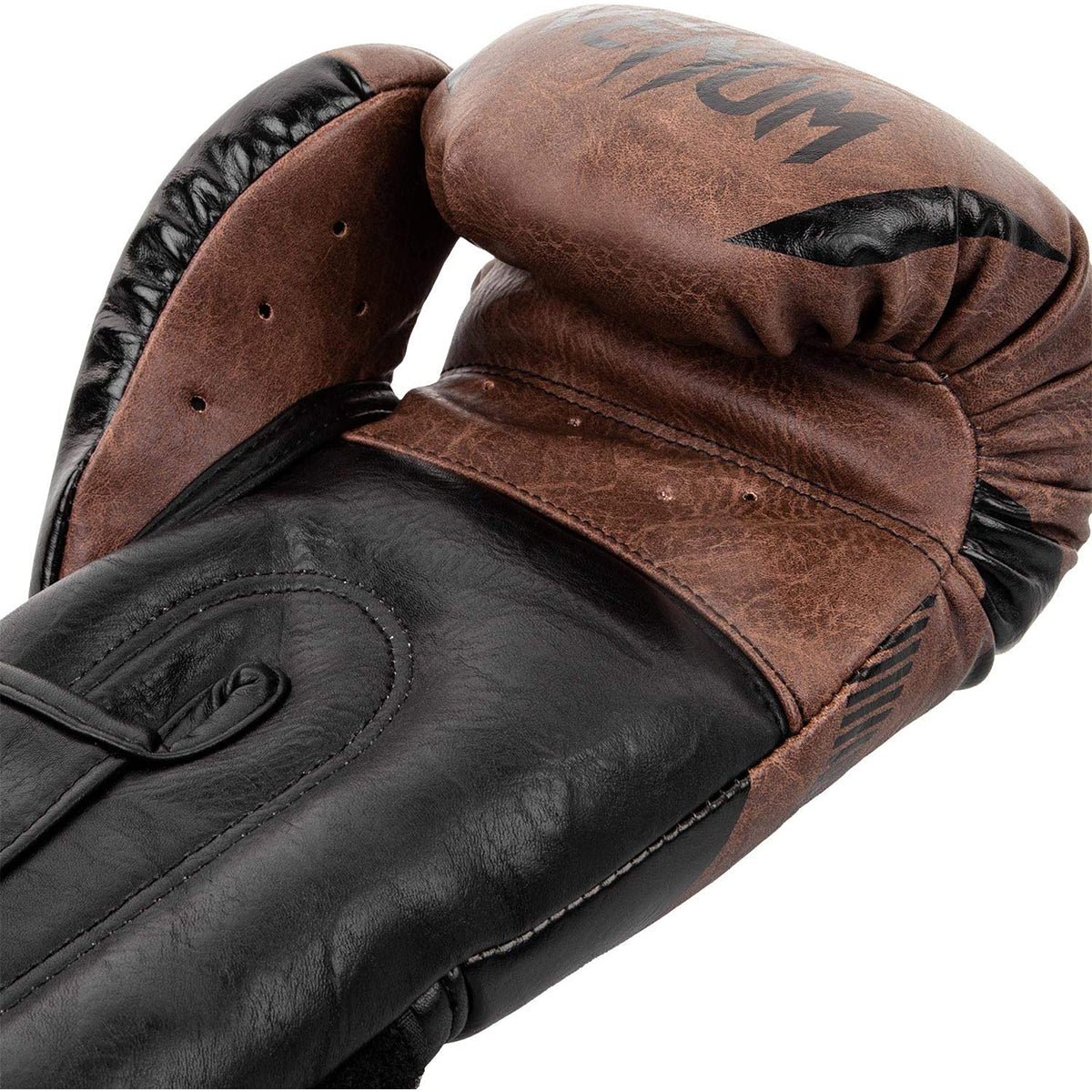 Venum Impact Hook and Loop Boxing Gloves - Black/Brown - Forza Sports