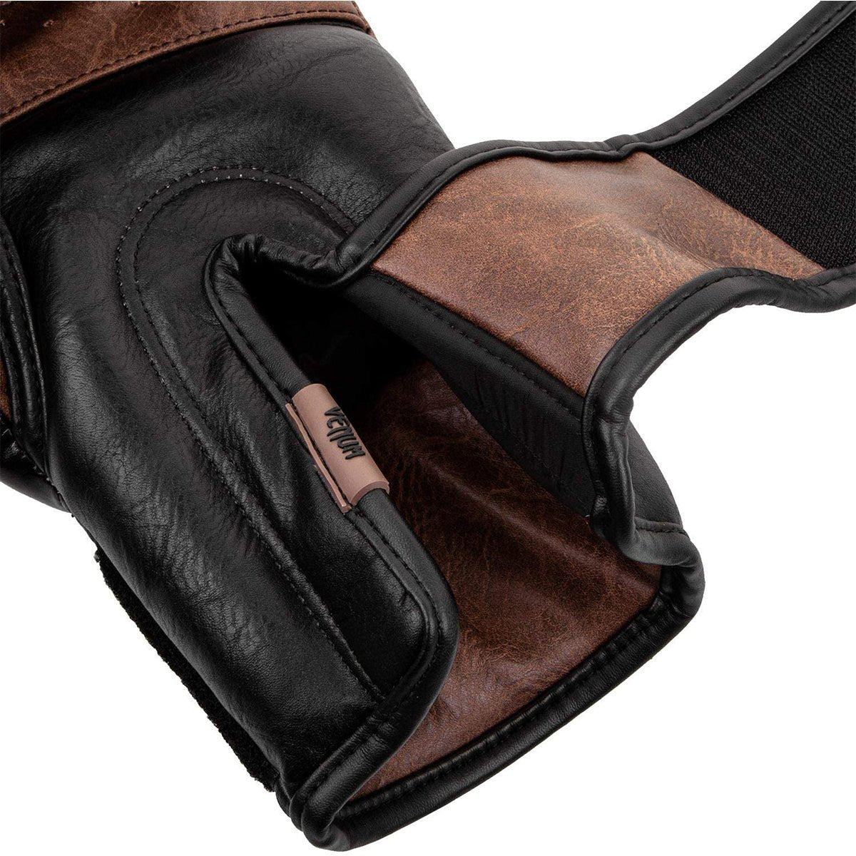 Venum Impact Hook and Loop Boxing Gloves - Black/Brown - Forza Sports