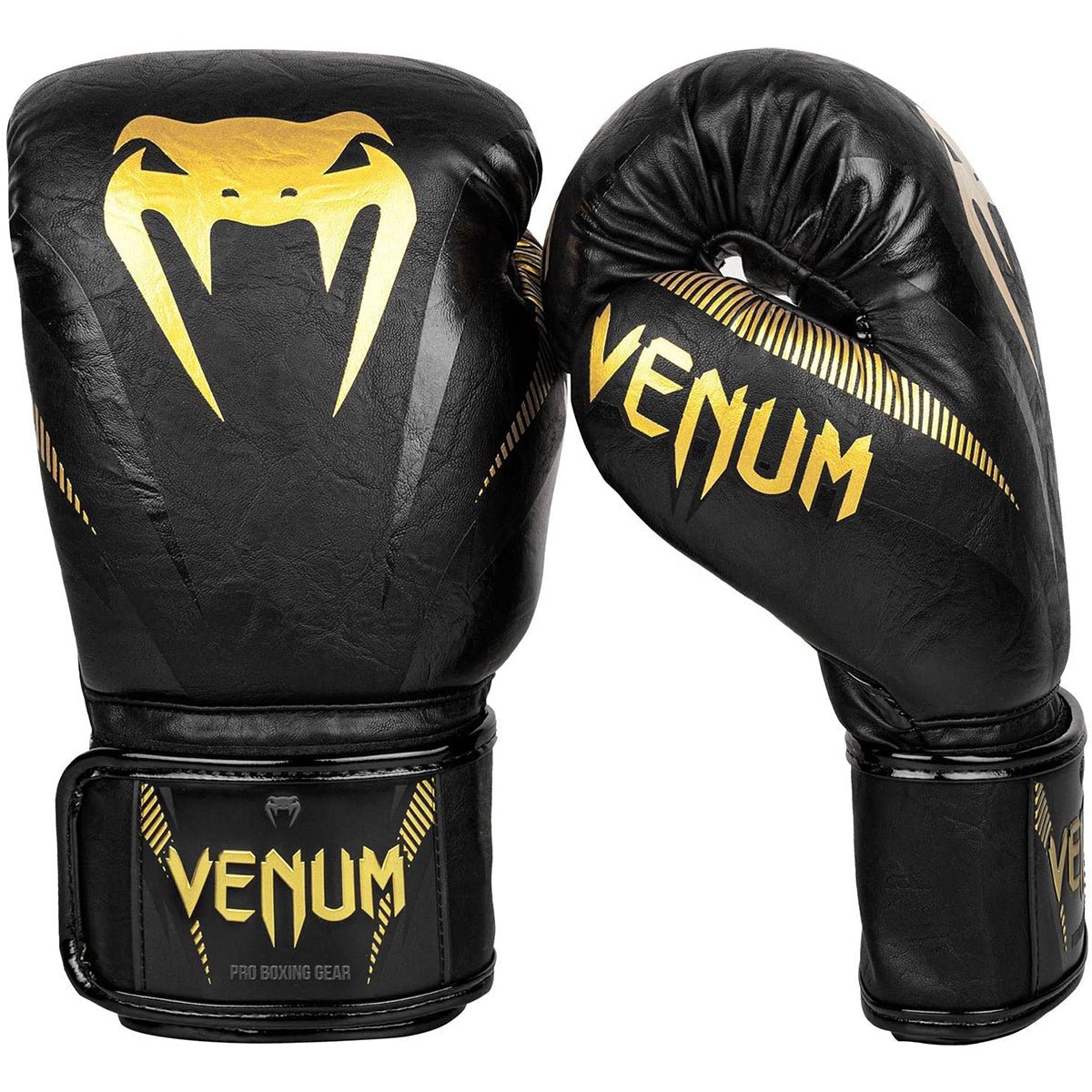 Venum Impact Hook and Loop Boxing Gloves - Gold/Black - Forza Sports