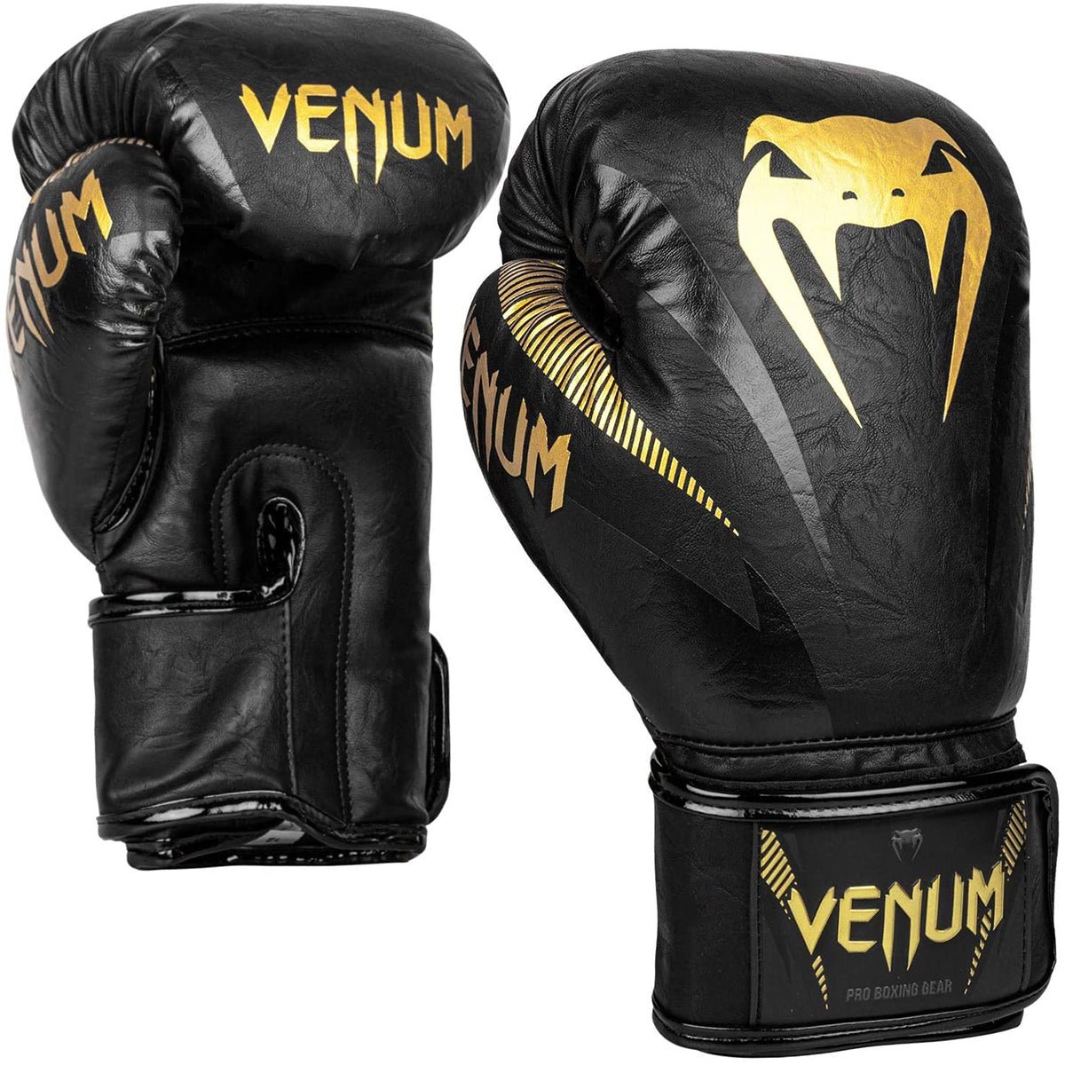 Venum Impact Hook and Loop Boxing Gloves - Gold/Black - Forza Sports