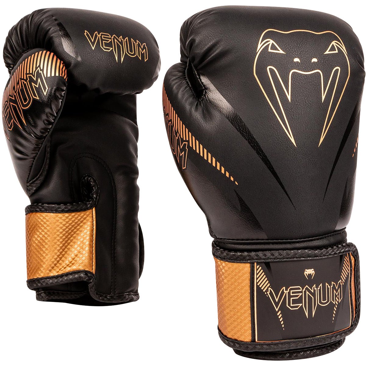 Venum Impact Hook and Loop Boxing Gloves - Black/Bronze - Forza Sports