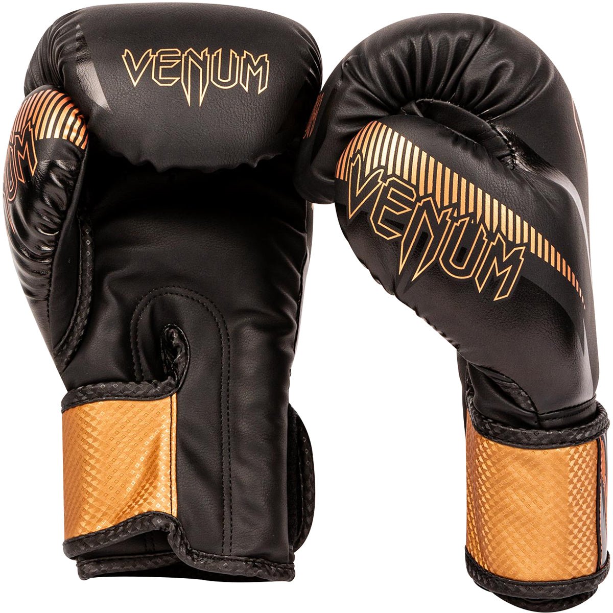 Venum Impact Hook and Loop Boxing Gloves - Black/Bronze - Forza Sports