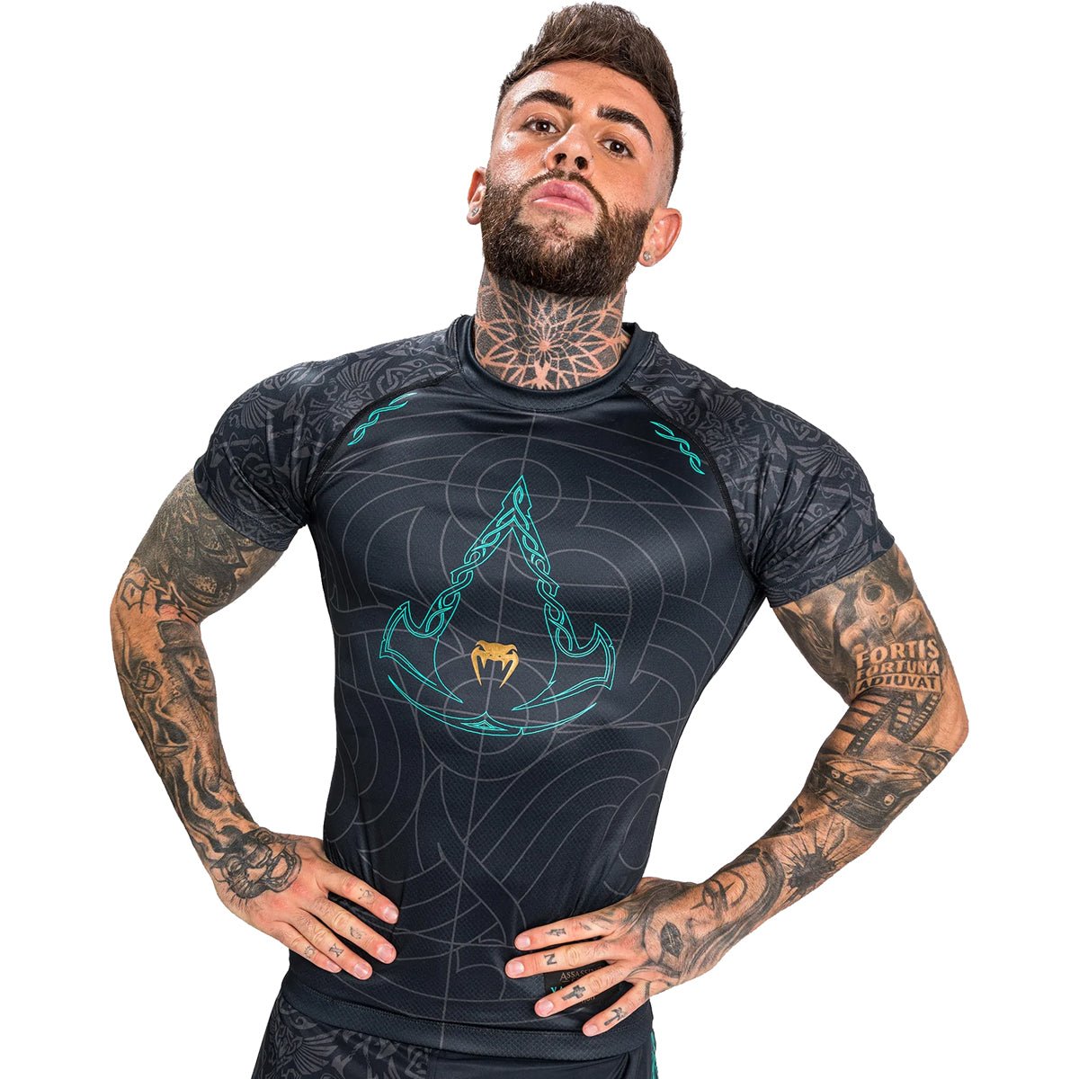Venum Assassin's Creed Reloaded Short Sleeve Rashguard - Black - Forza Sports