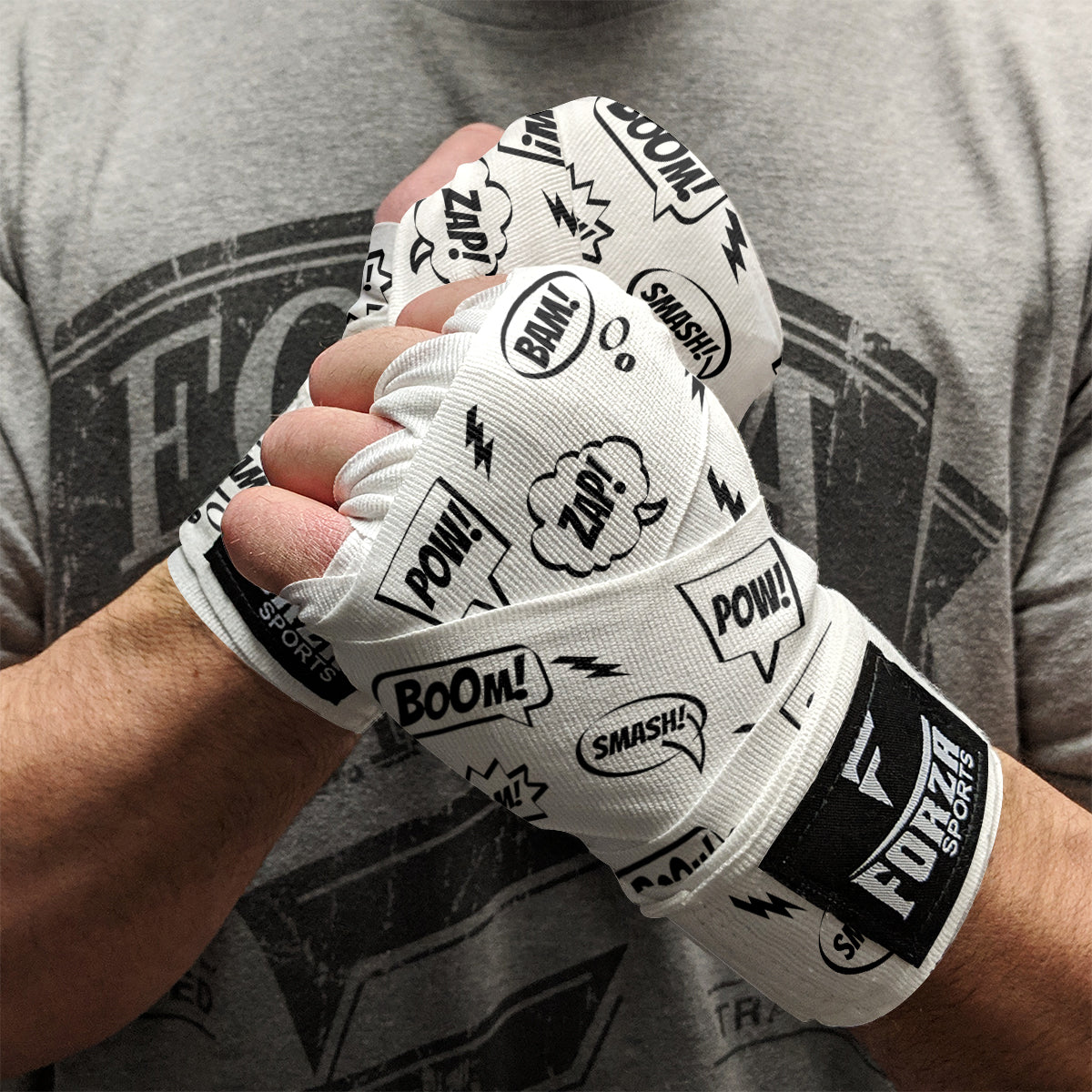 Comic Book White - Forza Sports 180" Mexican Style Boxing and MMA Handwraps