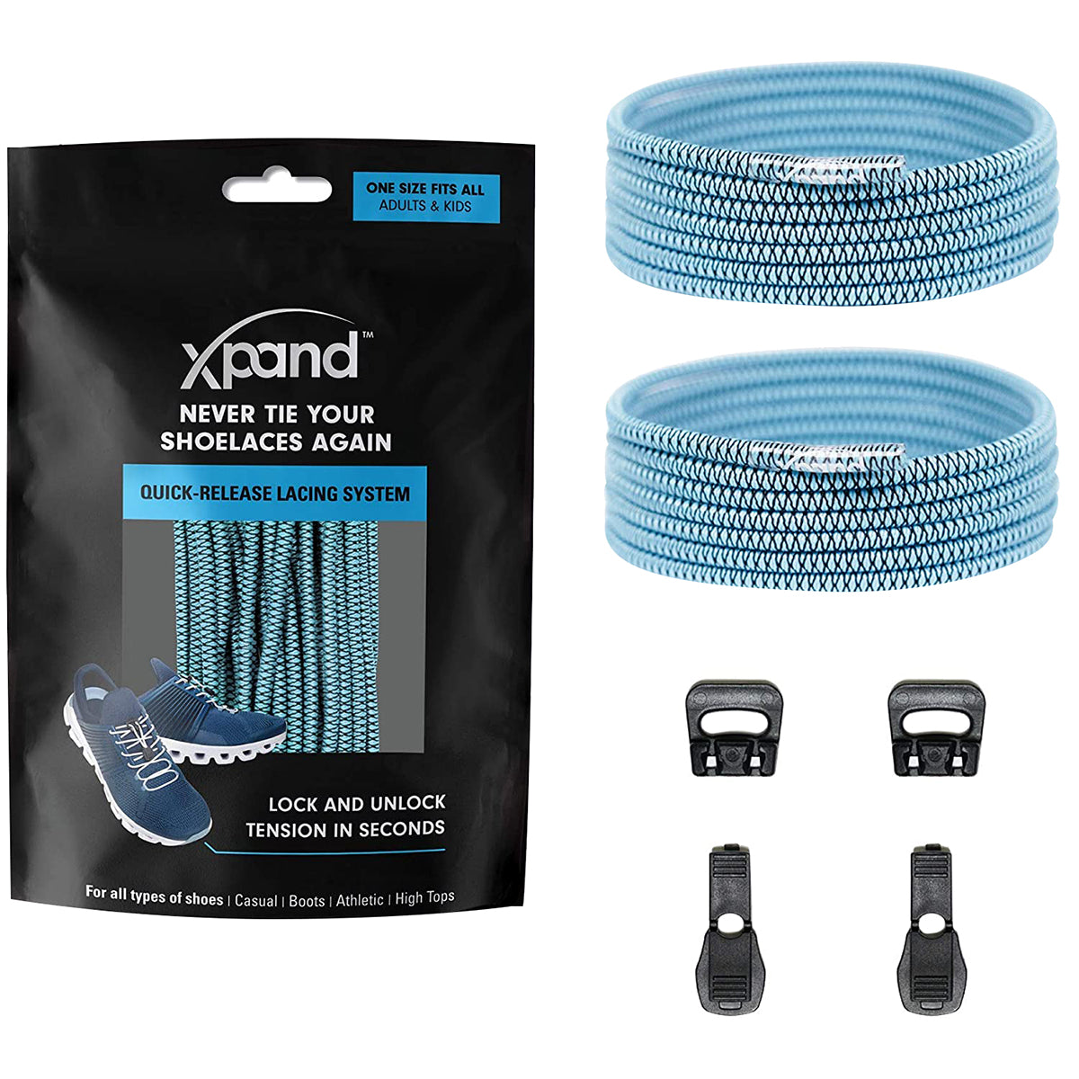 Xpand quick-release lacing system with blue shoelaces - baby blue