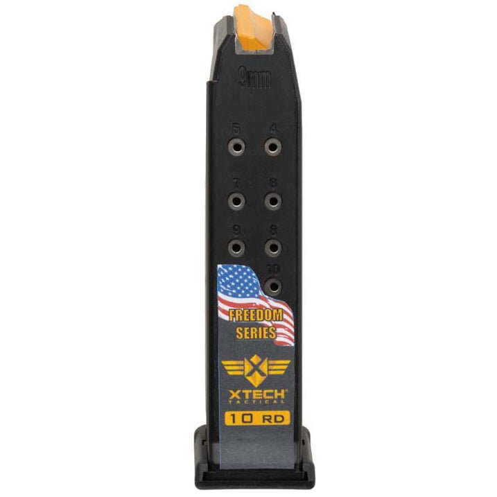 XTech Tactical MAG19 - 10, 9mm 10 - Round Magazine for GLOCK 19, Freedom Ed. XT30321 - Forza Sports