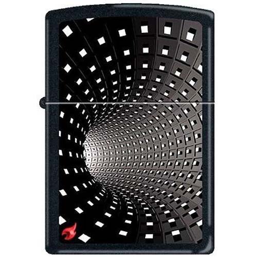 Zippo Black Hole with Flame Black Matte Pocket Lighters - Forza Sports
