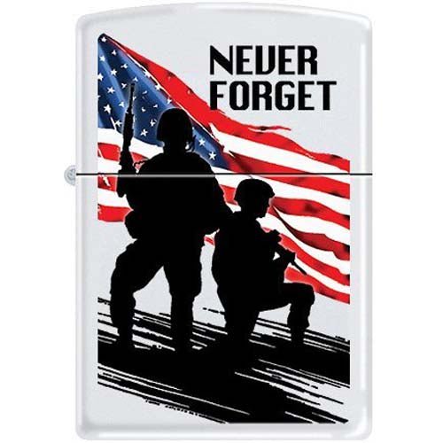 Zippo Never Forget White Matte Pocket Lighter - Forza Sports