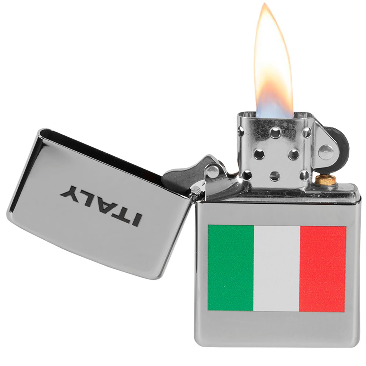 Zippo Italian Flag High Polished Chrome Windproof Pocket Lighter - Forza Sports