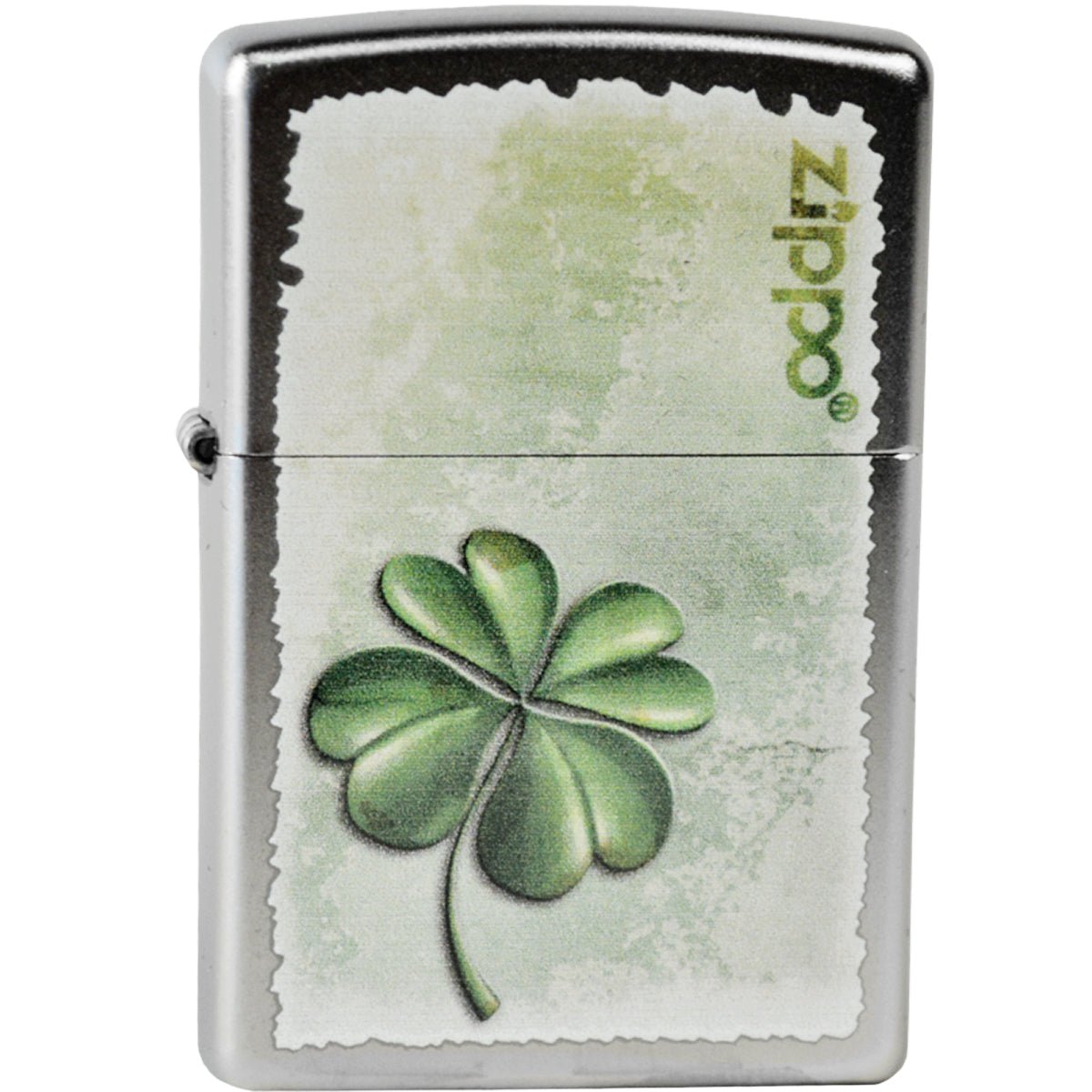 Zippo Lucky Clover Satin Chrome Pocket Lighter - Forza Sports