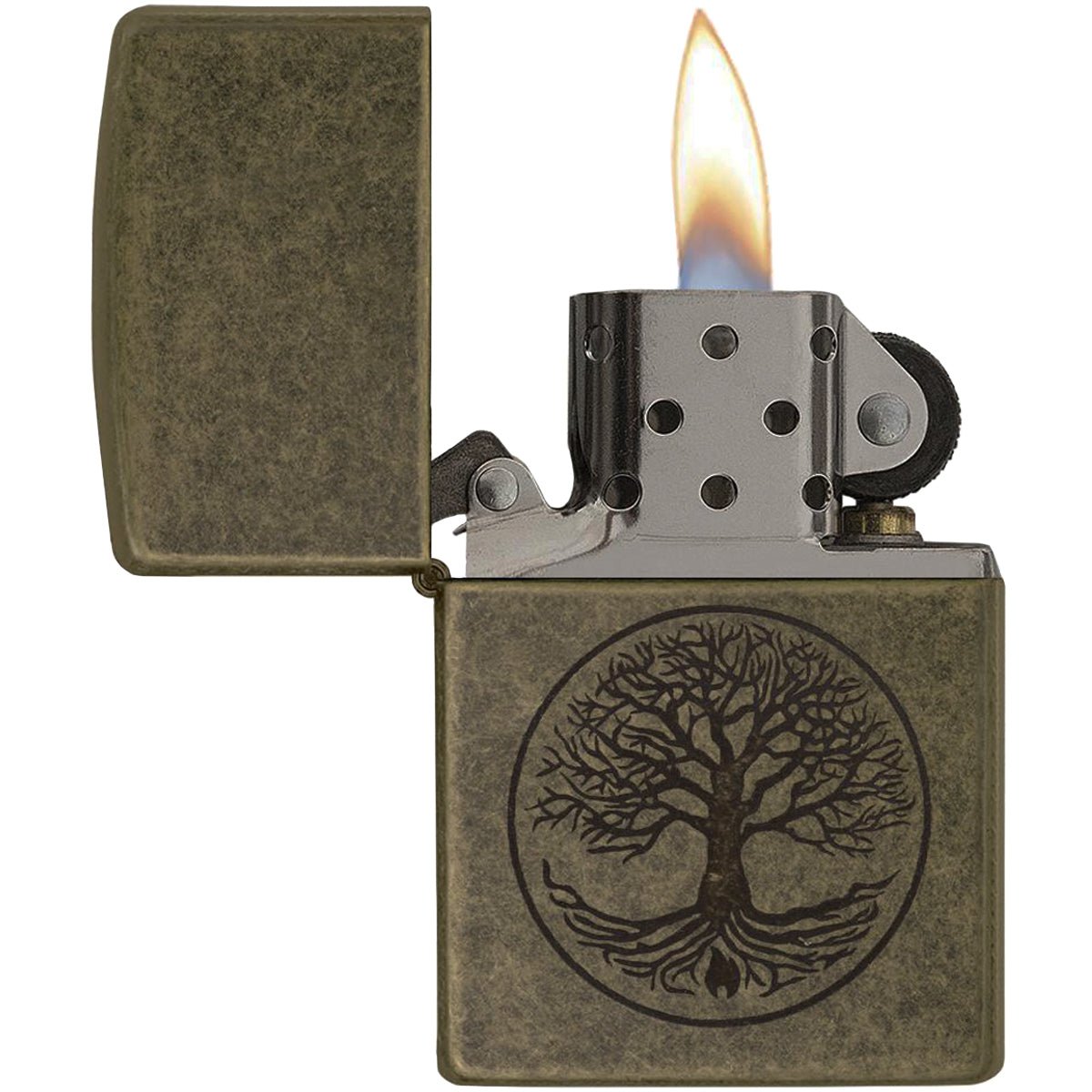 Zippo Tree of Lifee Antique Brass Windproof Pocket Lighter - Forza Sports