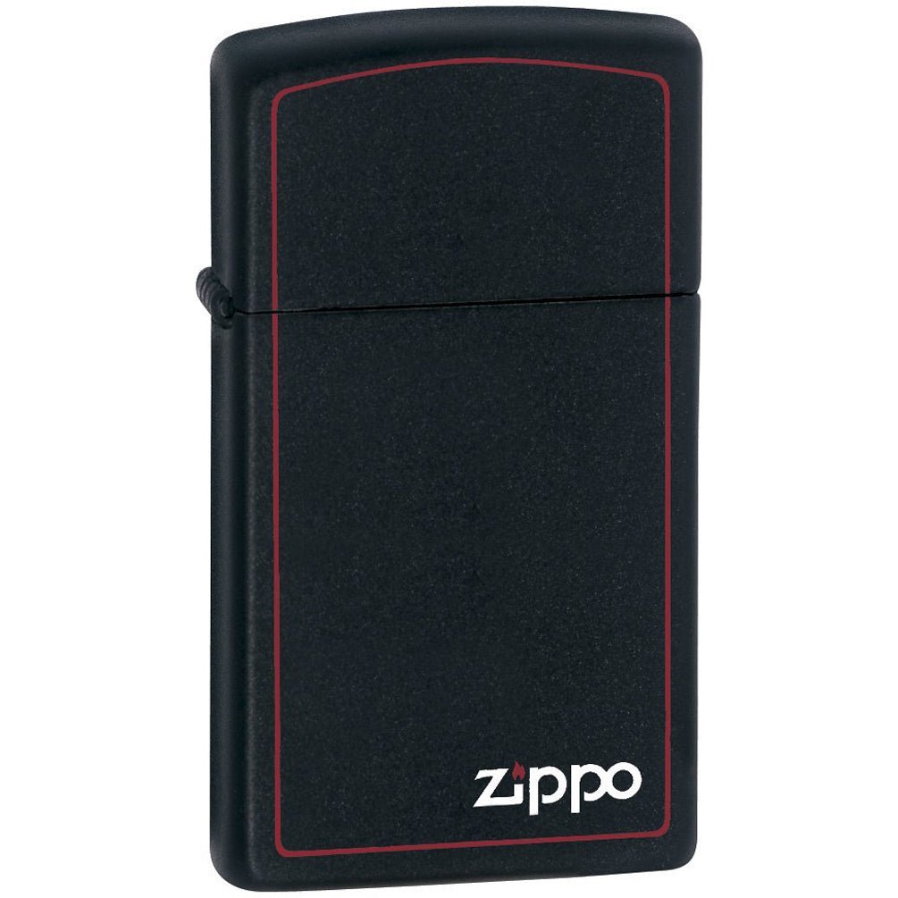 Zippo Slim Black Matte with Red Border Pocket Lighter - Forza Sports