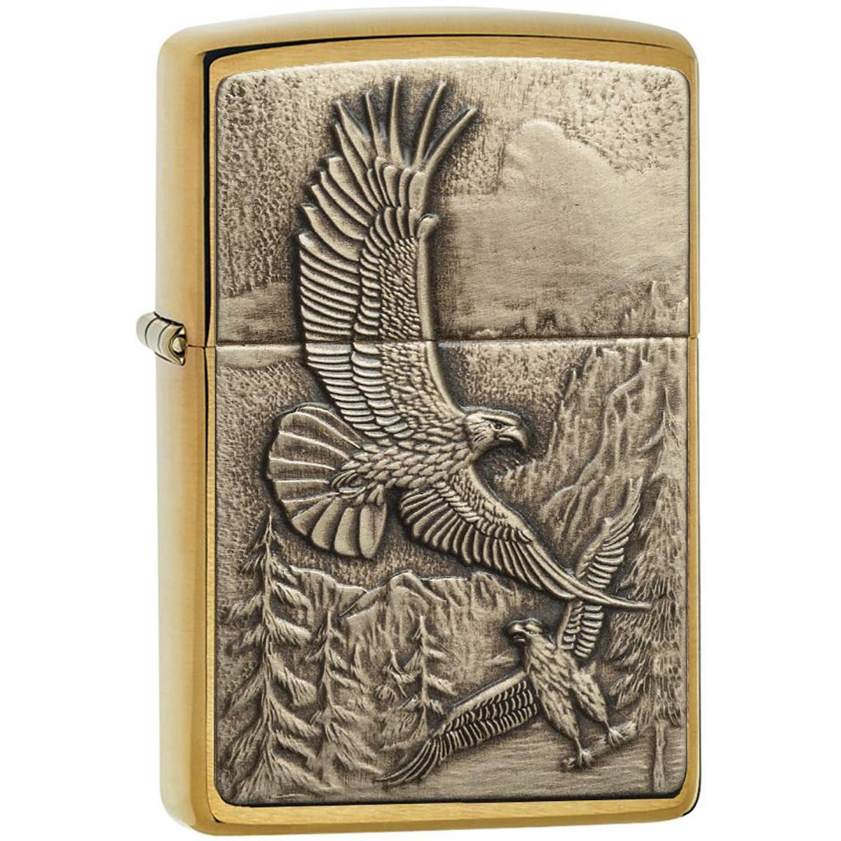 Zippo Brushed Brass Where the Eagle Dare Emblem Pocket Lighter - Forza Sports
