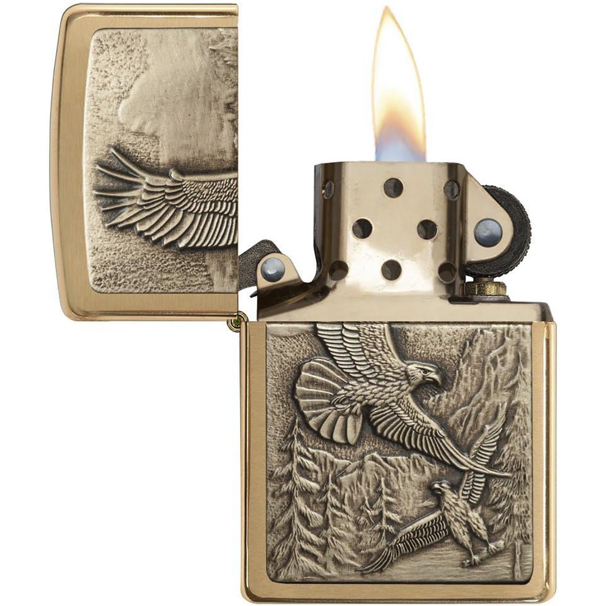 Zippo Brushed Brass Where the Eagle Dare Emblem Pocket Lighter - Forza Sports