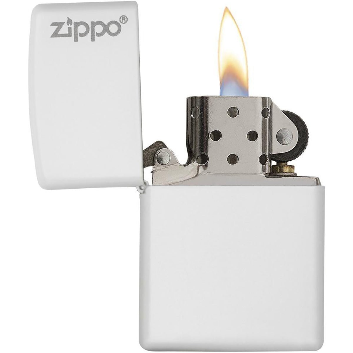 Zippo Logo Matte Pocket Lighter - White - Forza Sports