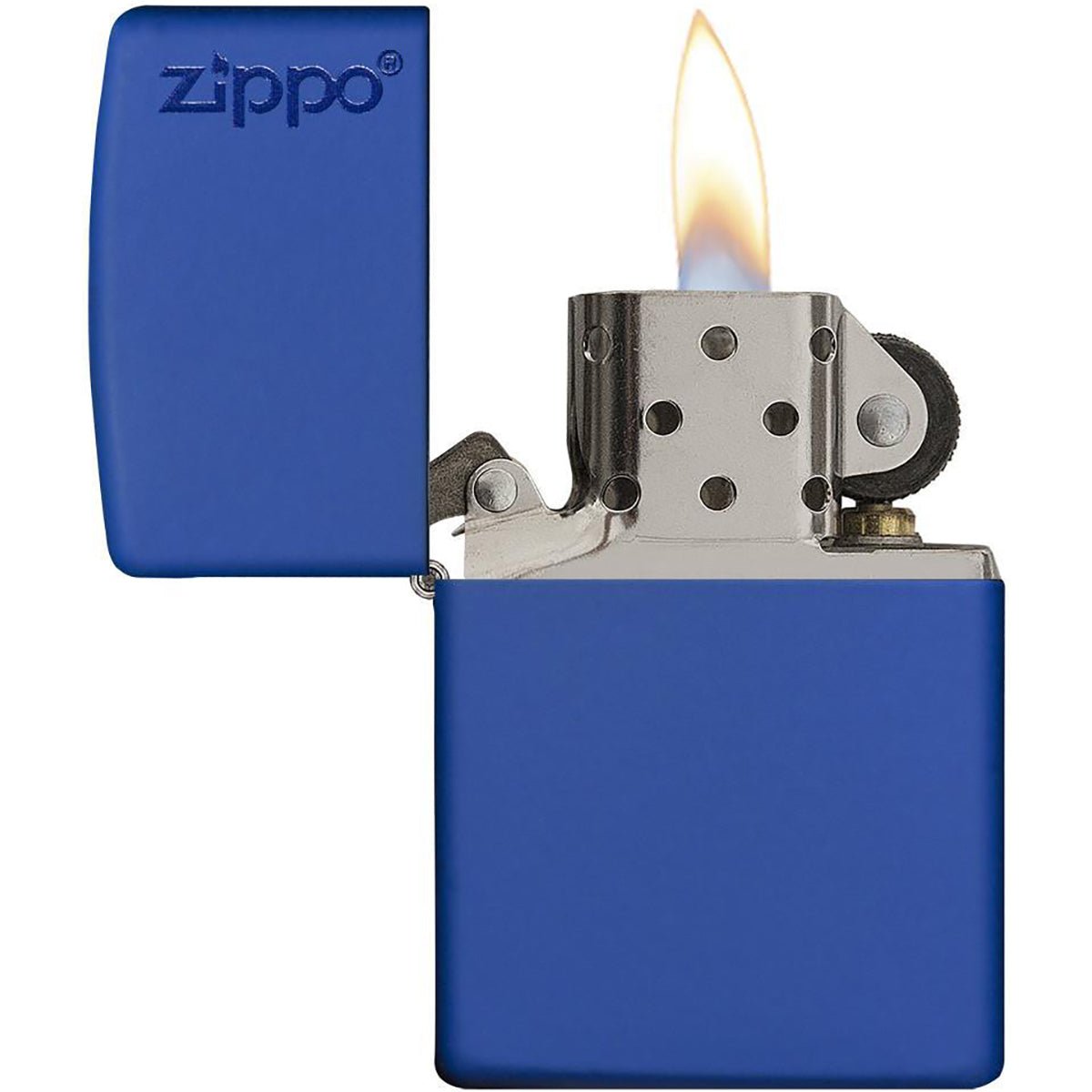 Zippo Logo Matte Pocket Lighter - Royal Blue - Forza Sports