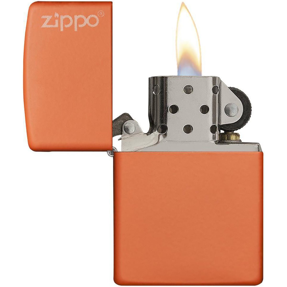 Zippo Logo Matte Pocket Lighter - Orange - Forza Sports