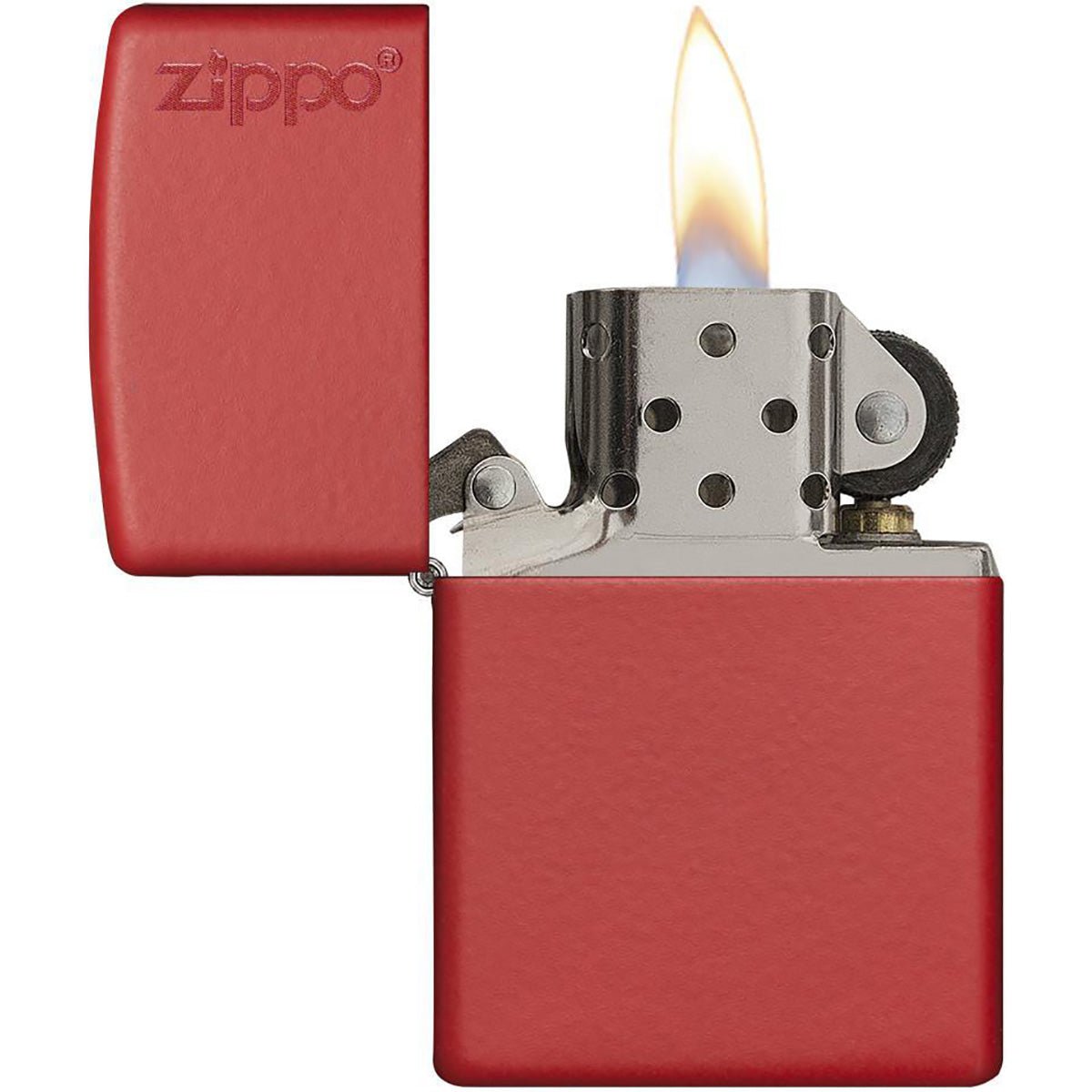 Zippo Logo Matte Pocket Lighter - Red - Forza Sports