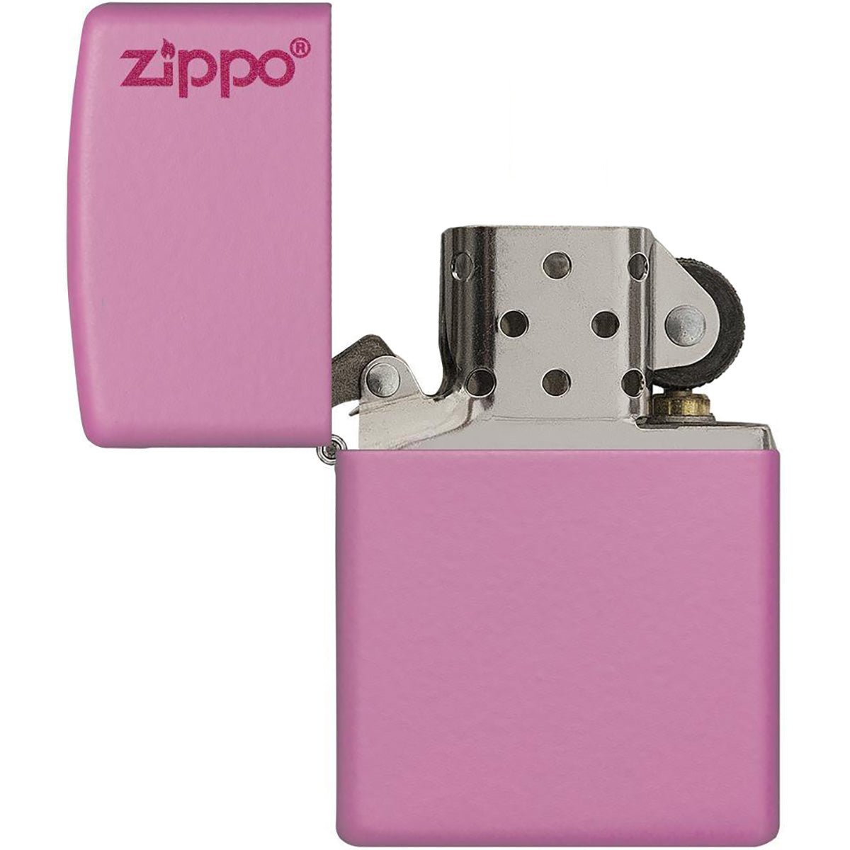 Zippo Logo Matte Pocket Lighter - Pink - Forza Sports