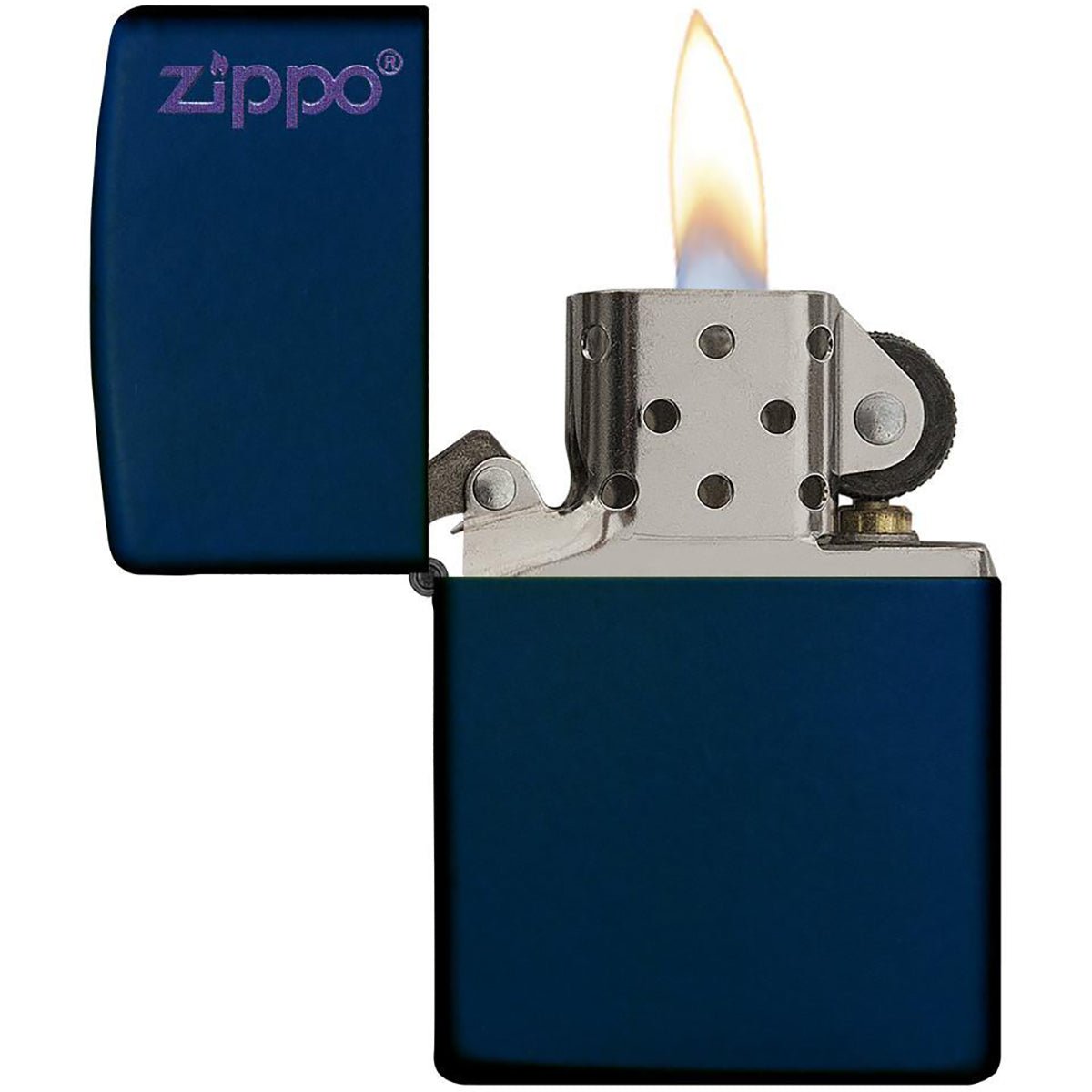 Zippo Logo Matte Pocket Lighter - Navy - Forza Sports