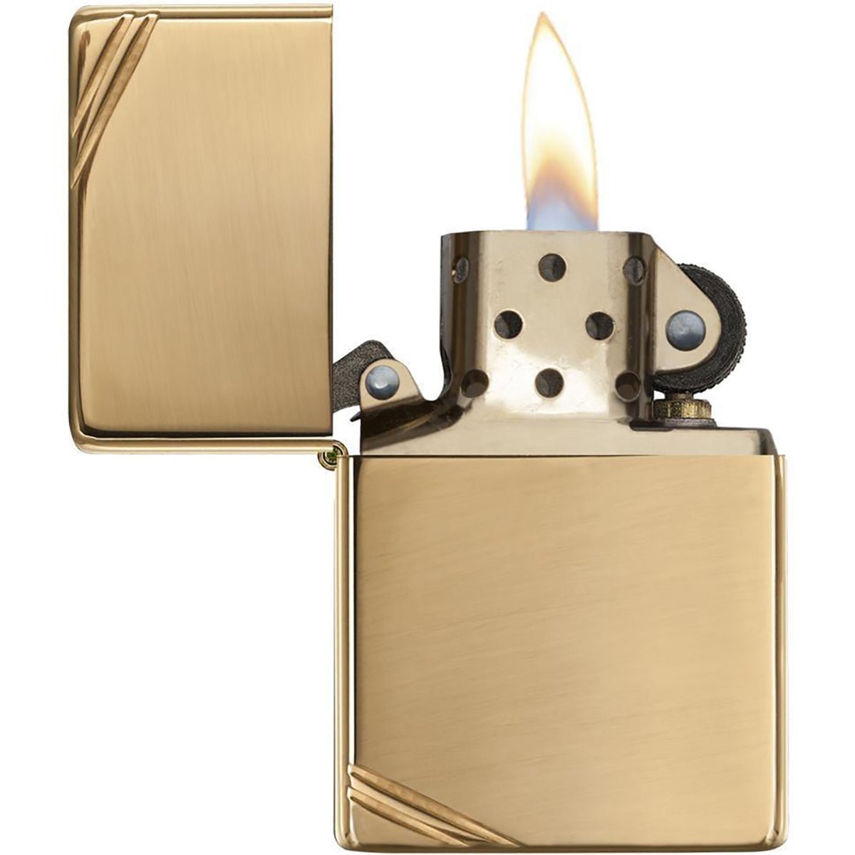 Zippo Vintage Series High Polished Brass with Slashes Pocket Lighter - Forza Sports