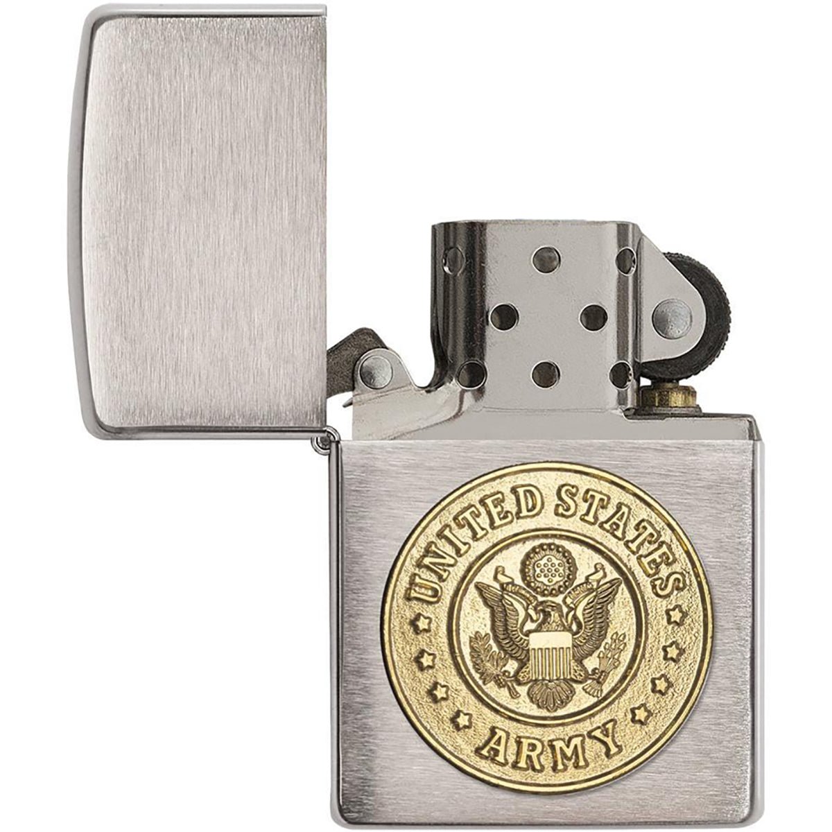 Zippo Brushed Chrome Army Emblem Pocket Lighter - Forza Sports