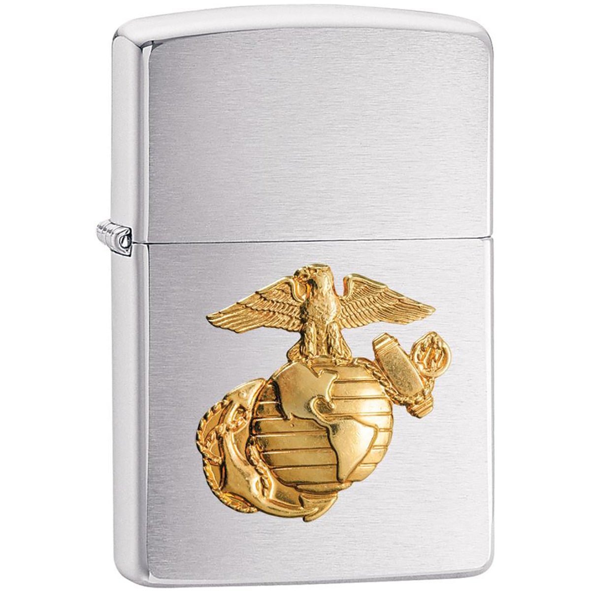 Zippo Brush Chrome Marines Emblem Pocket Lighter - Forza Sports