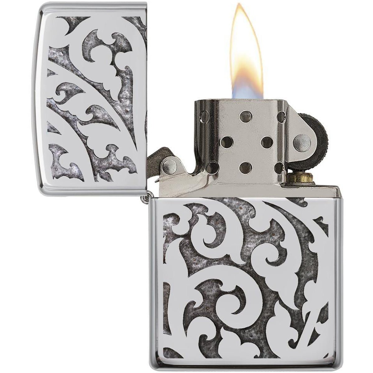 Zippo High Polished Chrome Filigree Pocket Lighter - Forza Sports