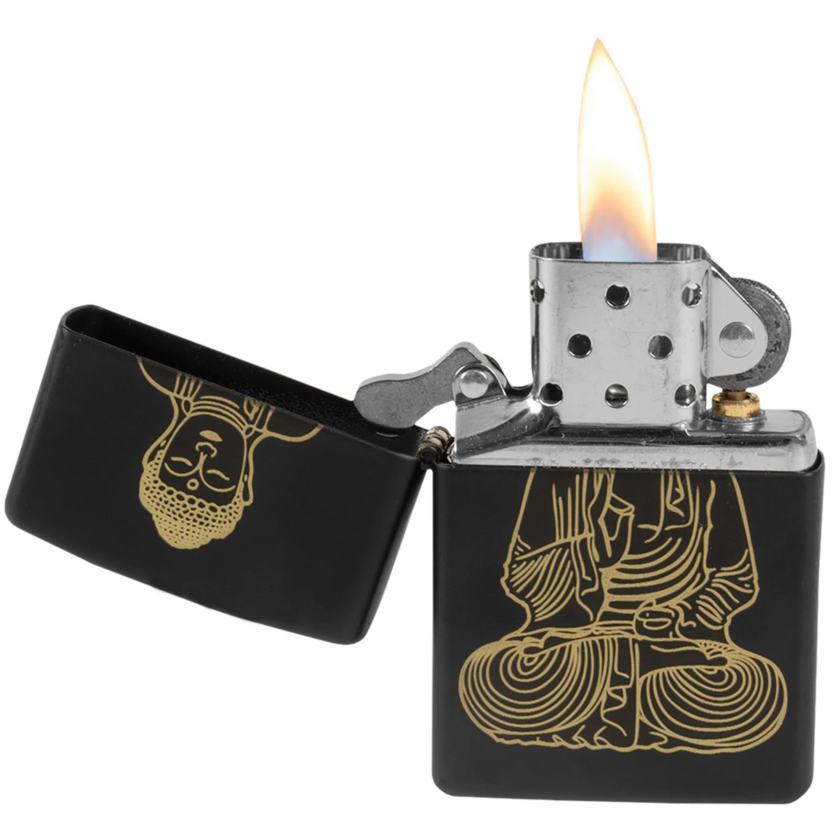 Zippo "The Enlightened One" Buddha Black Matte Windproof Pocket Lighter - Forza Sports