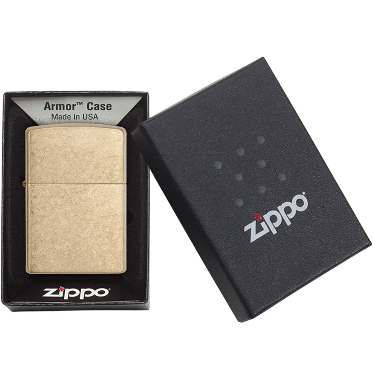 Zippo Armor Case Tumbled Brass Windproof Pocket Lighter - Forza Sports