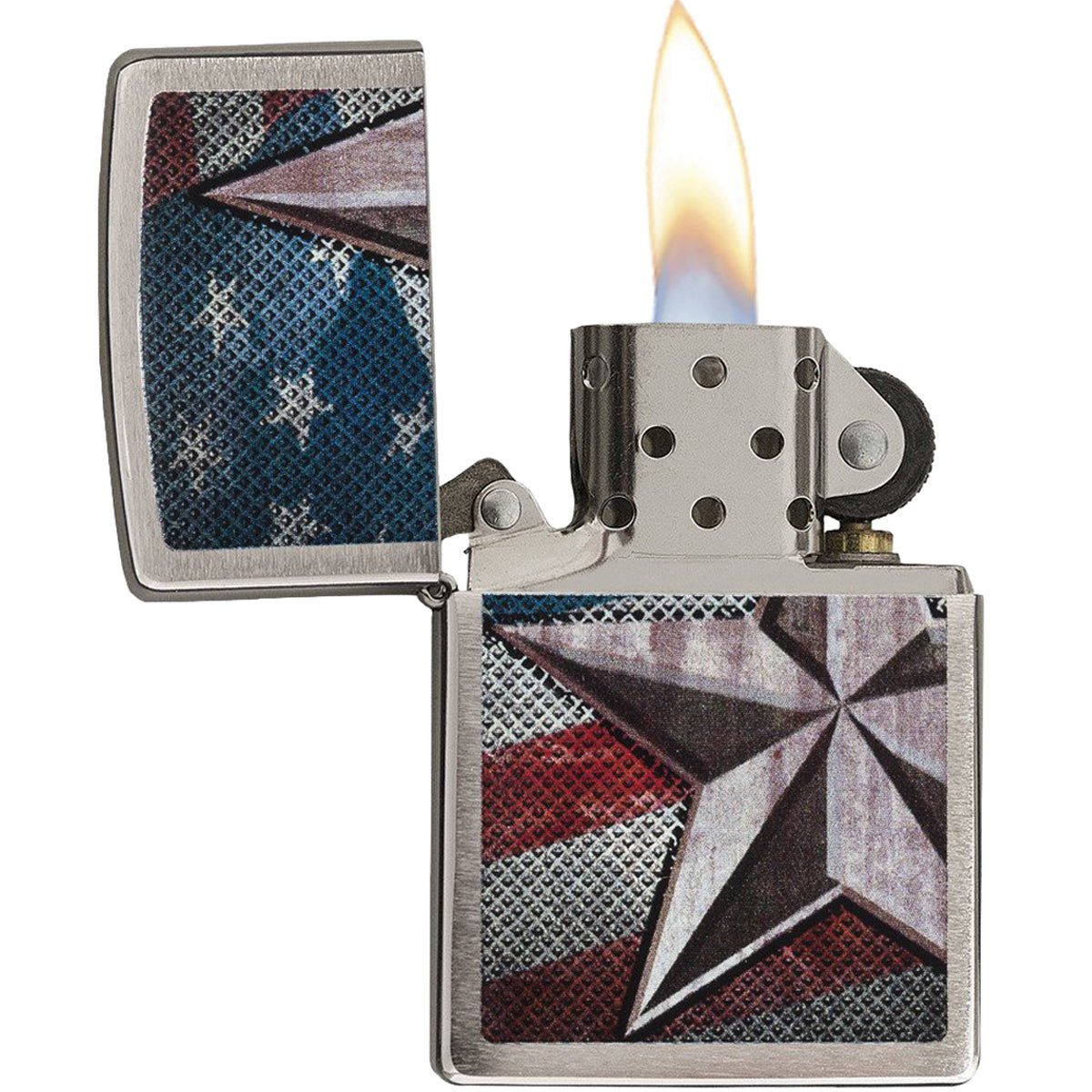 Zippo Retro Star Brushed Chrome Windproof Pocket Lighter - Forza Sports