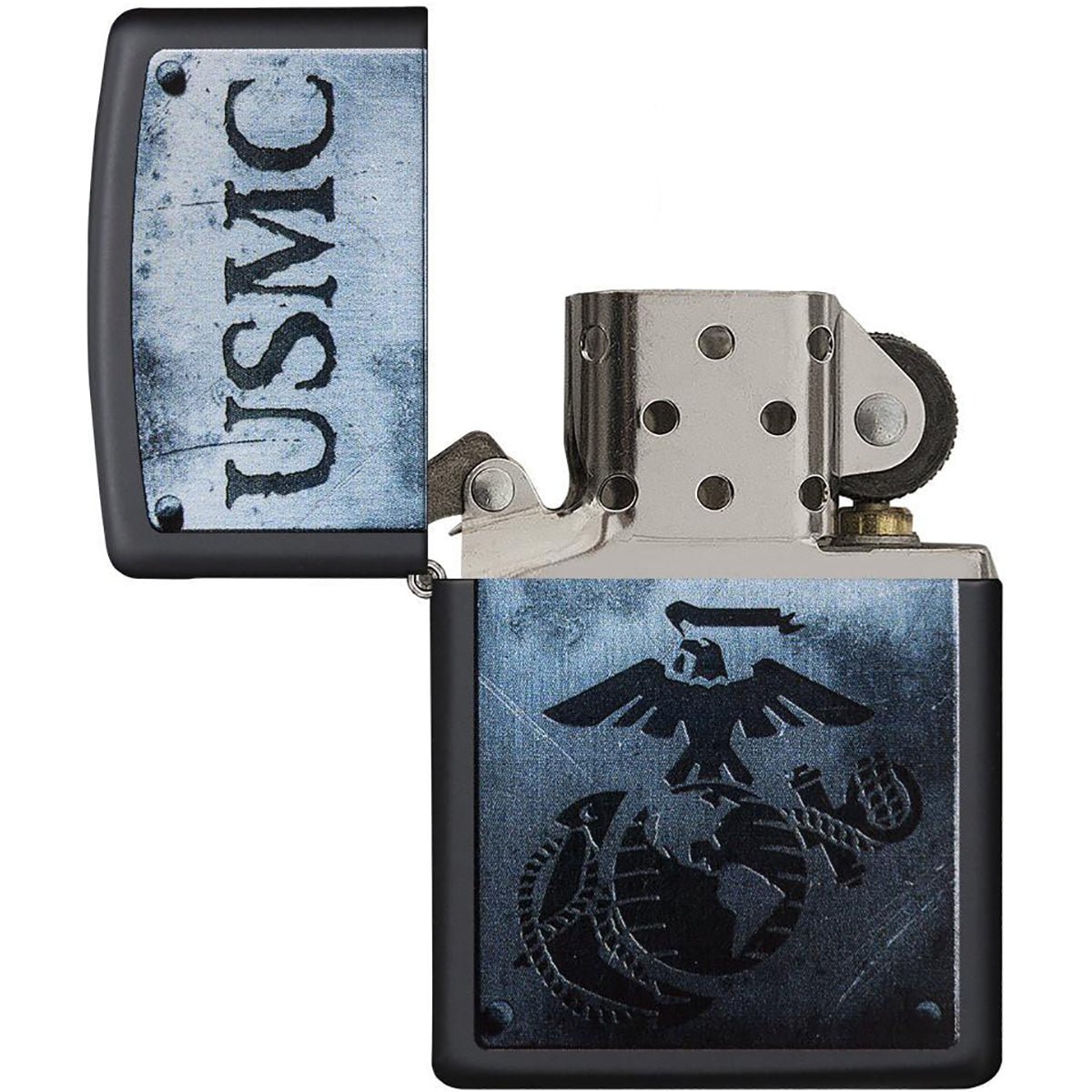 Zippo USMC Black Matte Pocket Lighter - Forza Sports