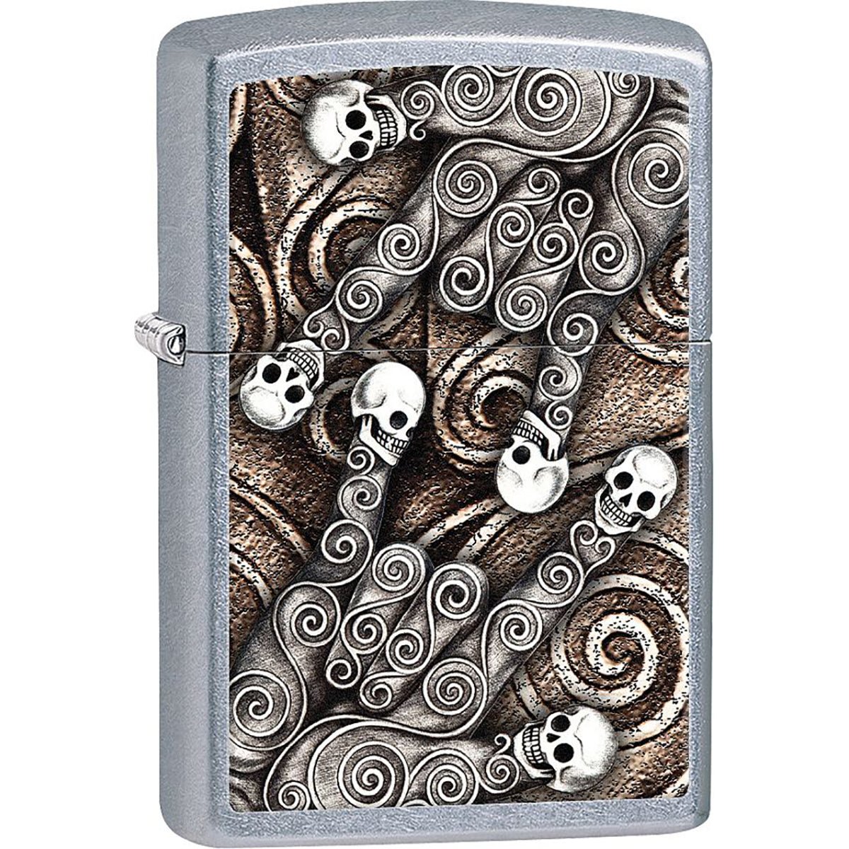 Zippo Rocker Skull Scroll Hands Street Chrome Pocket Lighter - Forza Sports