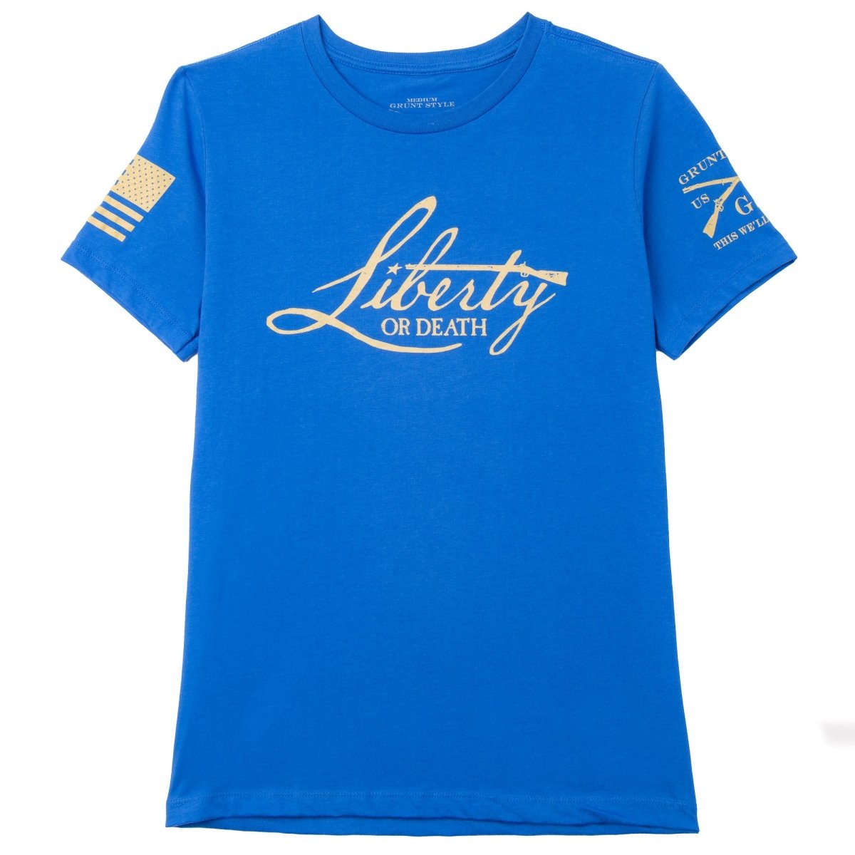 Grunt Style Women's Relaxed Fit Liberty Or Death 2.0 T-Shirt - Royal Blue - Forza Sports