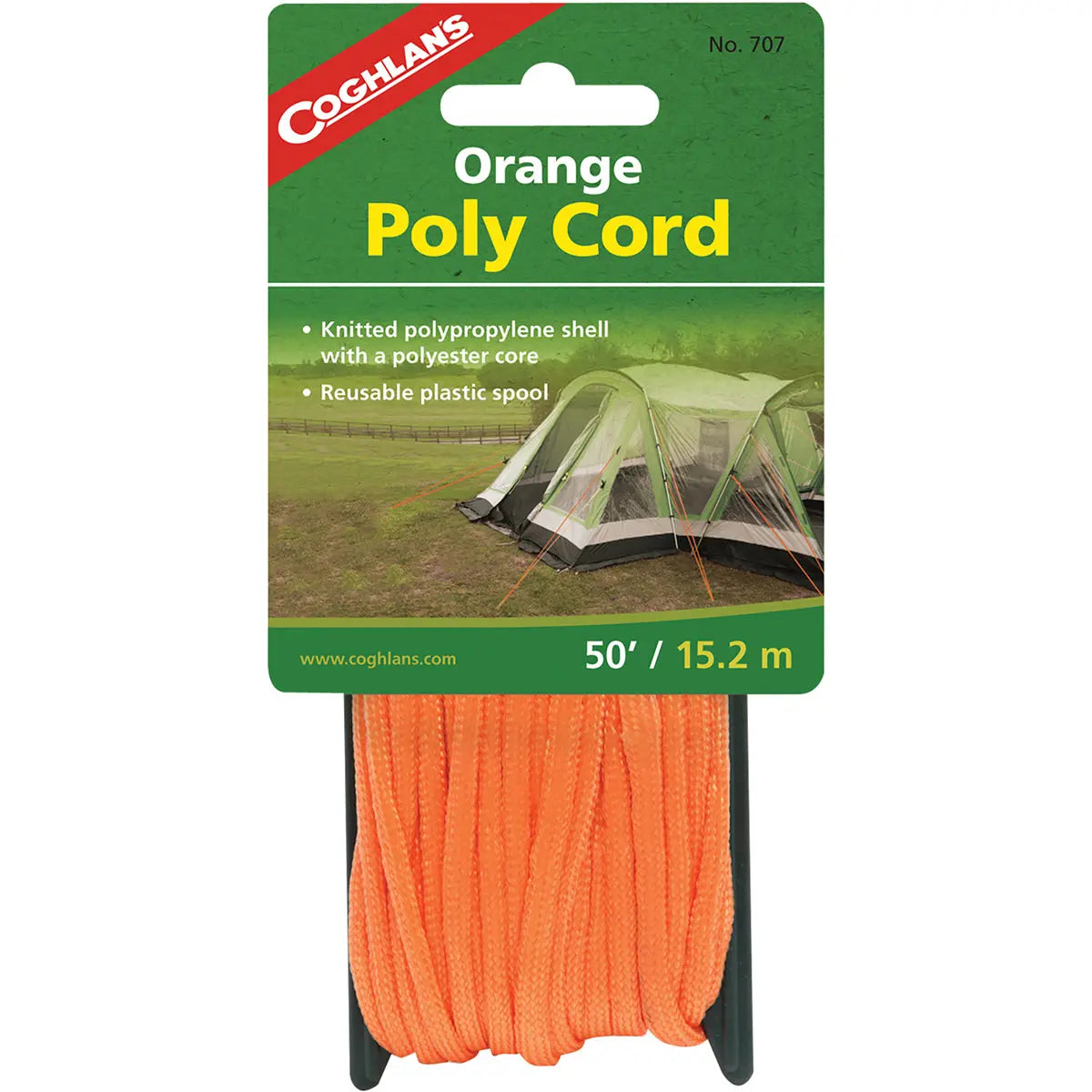 Coghlan's Orange Poly Cord, 50 feet of 1/4-inch Braided Nylon Cord Reusable Rope Coghlan's