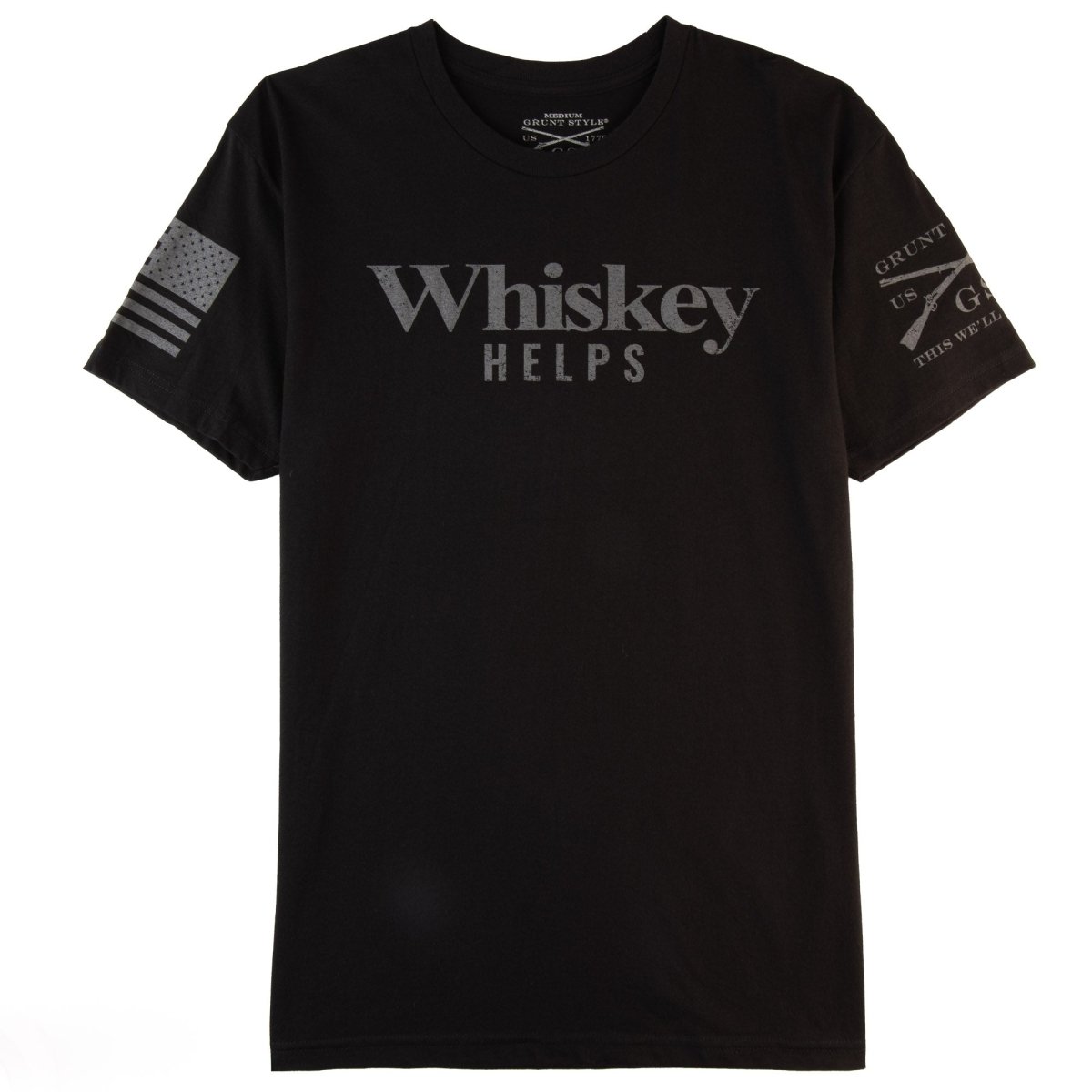 Grunt Style Whiskey Helps Crewneck T-Shirt - Black - Forza Sports
