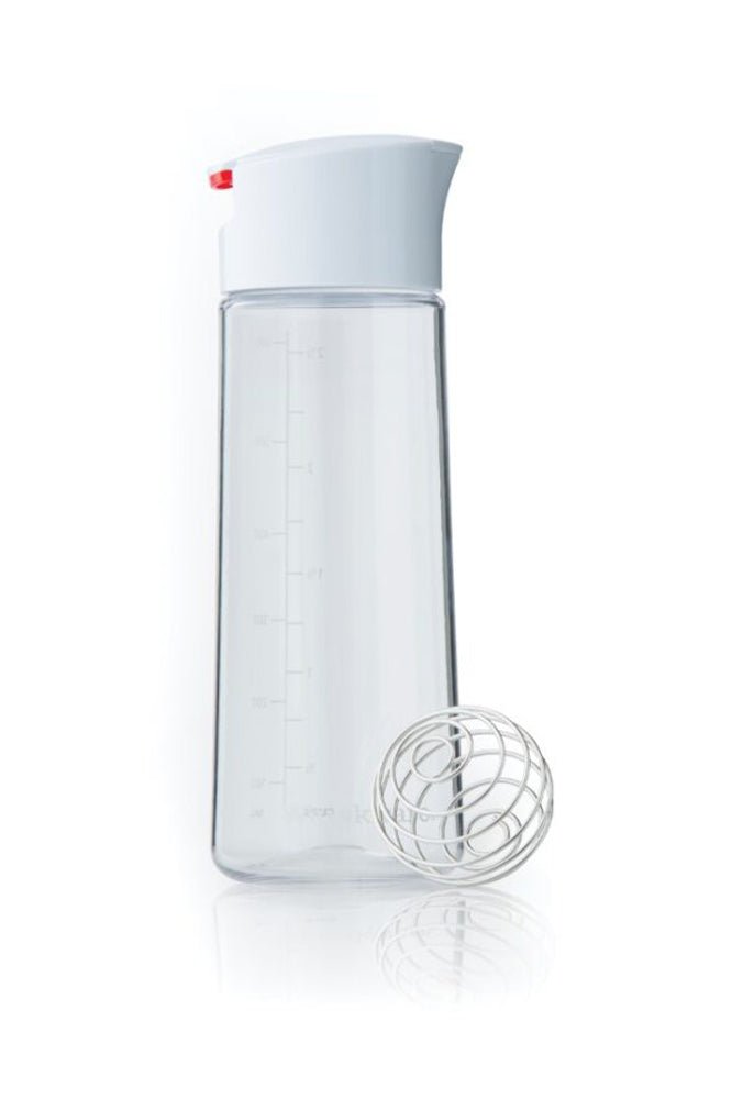 Whiskware Glass Salad Dressing Shaker with BlenderBall Wire Whisk - White/Red - Forza Sports