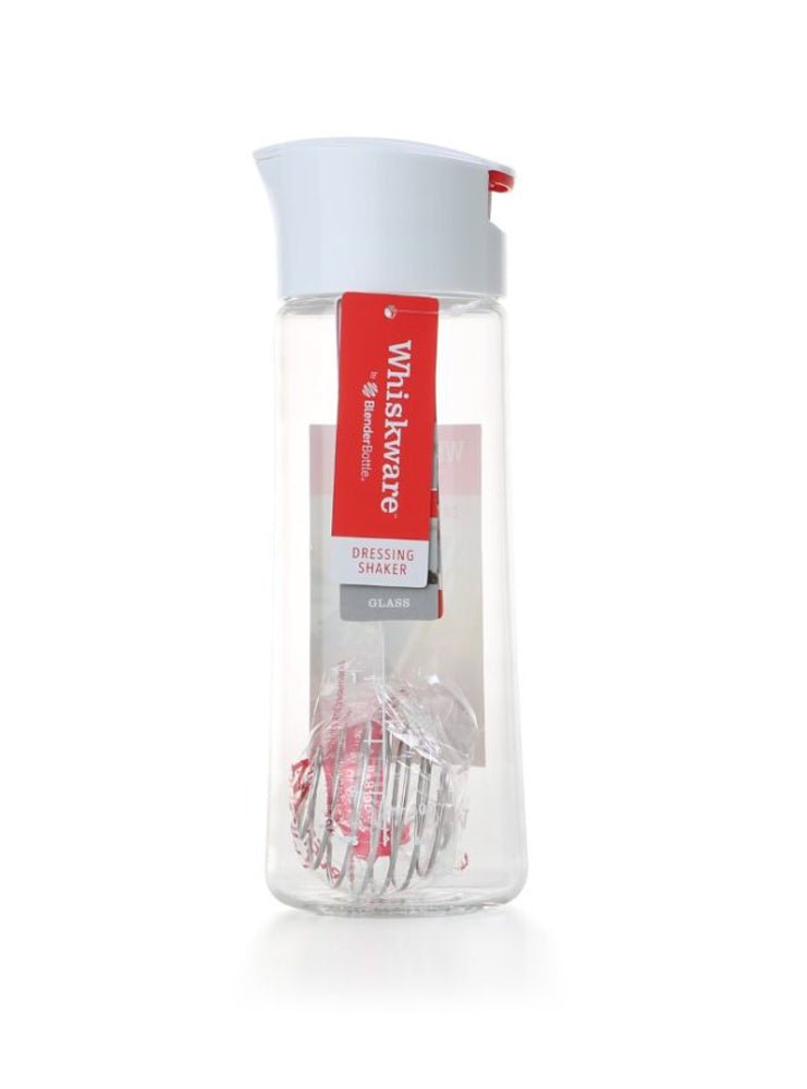 Whiskware Glass Salad Dressing Shaker with BlenderBall Wire Whisk - White/Red - Forza Sports