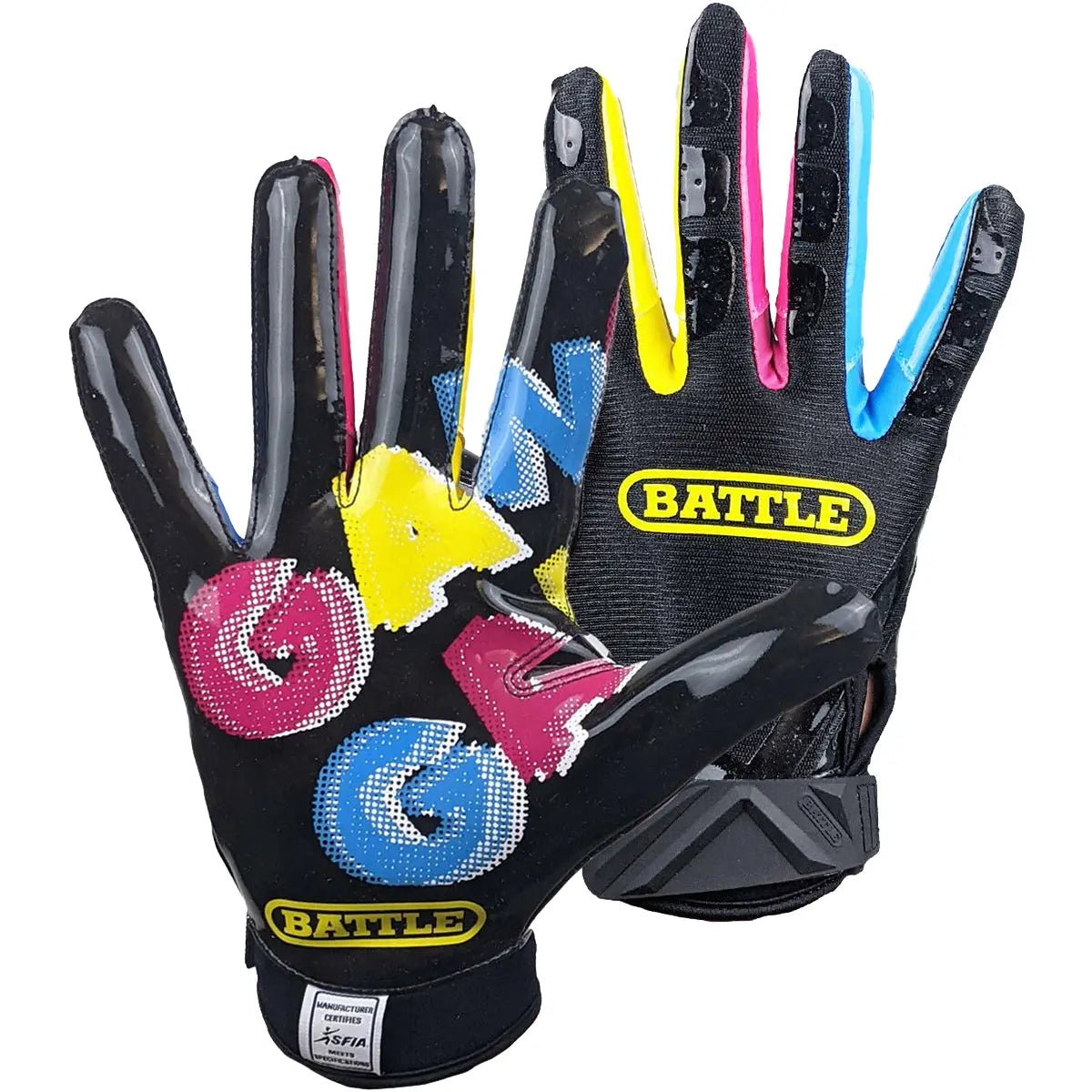 Battle Sports Gang Gang Double Threat Adult Football Receiver Gloves - Black Battle Sports