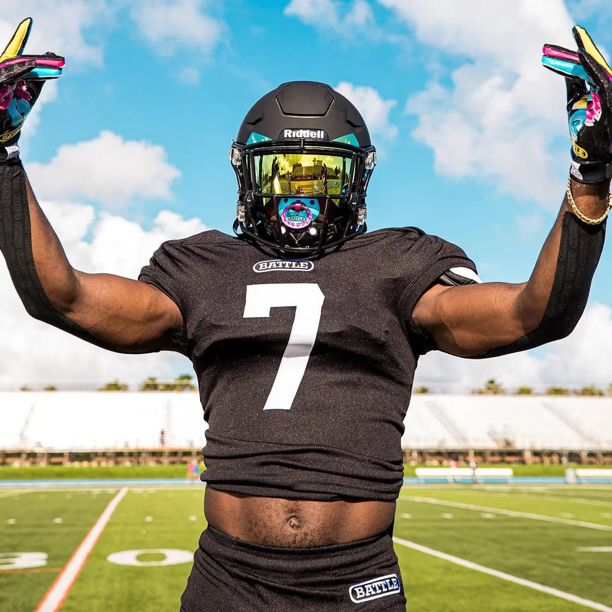 Battle Sports Gang Gang Double Threat Adult Football Receiver Gloves - Black Battle Sports